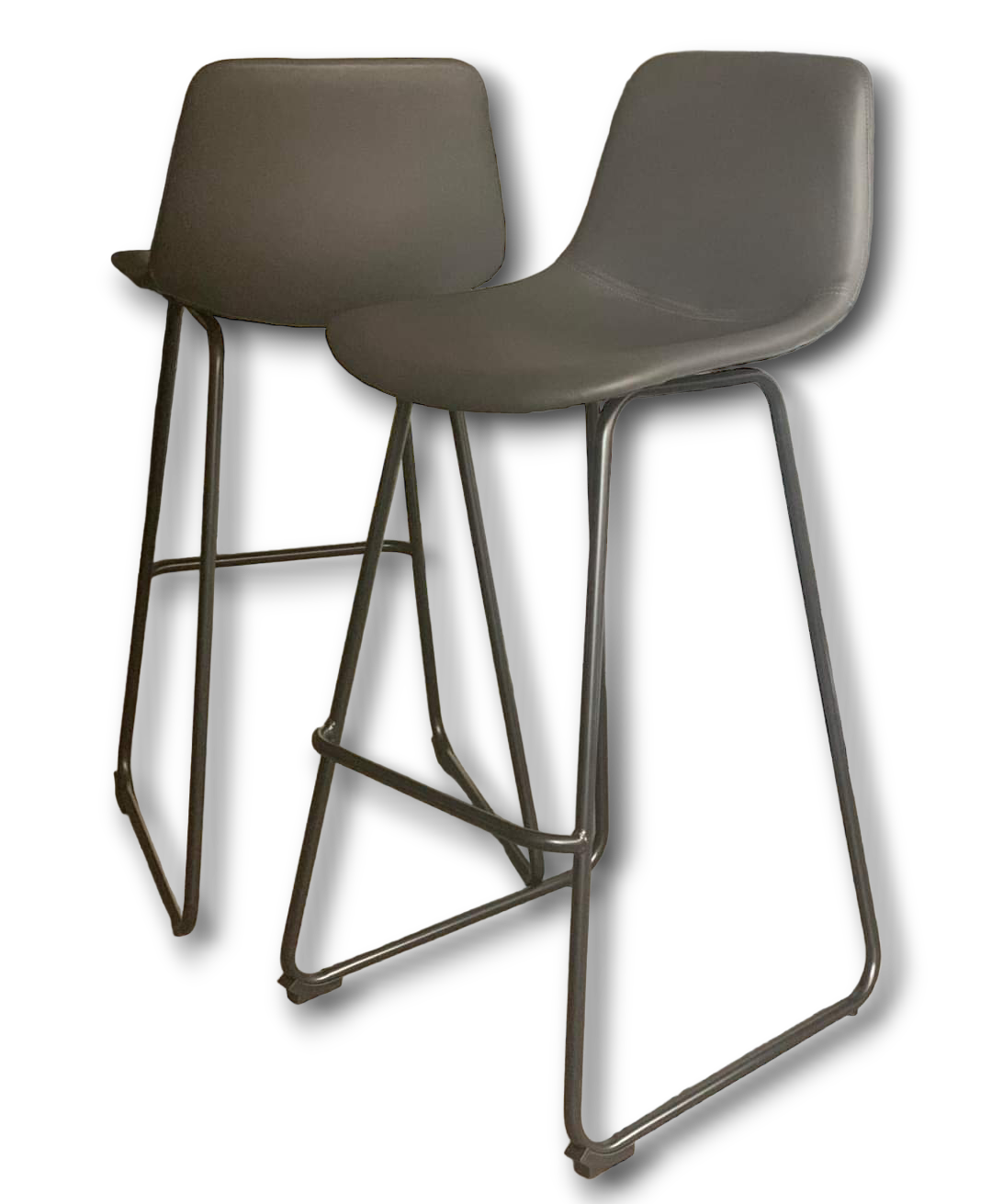 Banco Fijo ika Gris Piel PU Patas Metal Grupo Microtec Vintage Clasico Industrial Moderno Cocina Bar Restaurante desayunador Minimalista Acojinado 