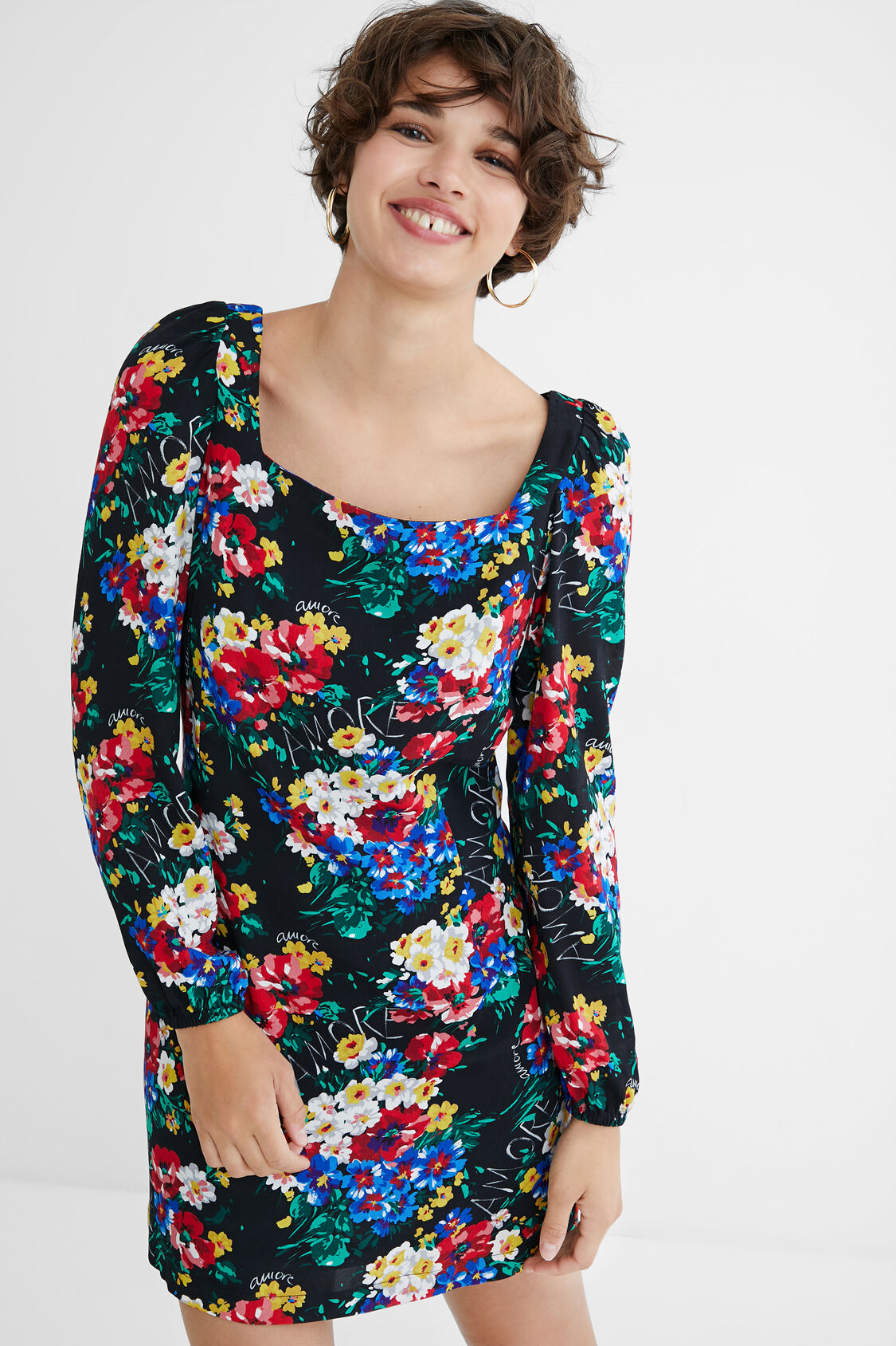 Vestido corto slim escote cuadrado para dama DESIGUAL