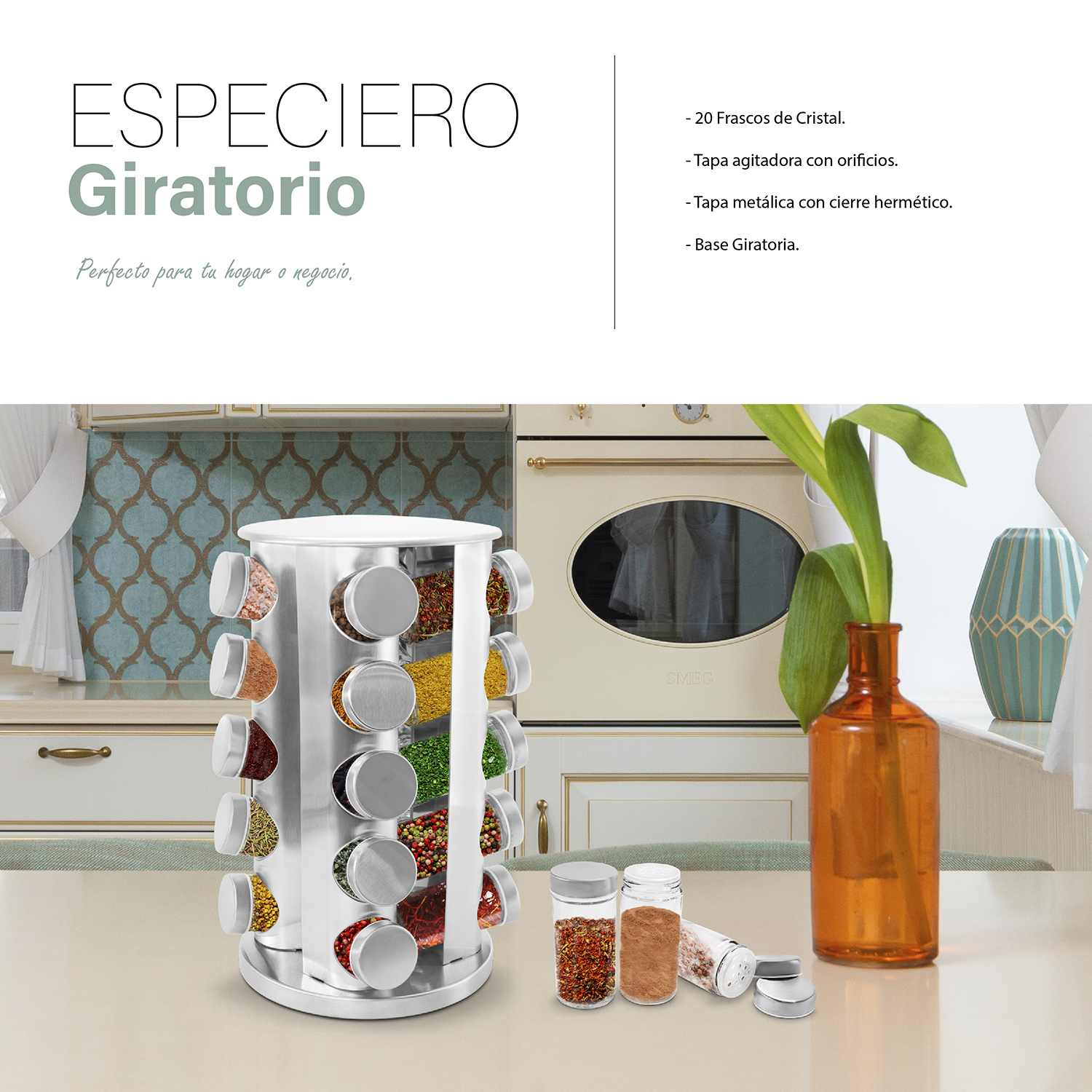 Organizador Giratorio con 20 frascos especieros