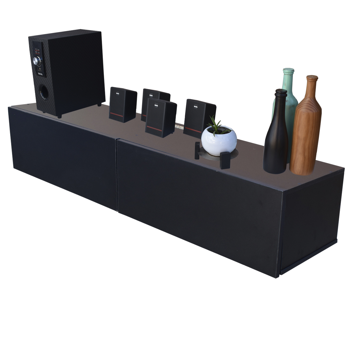 Centro De Entretenimiento para tv Flotante Hogare , 2 Puertas color Negro