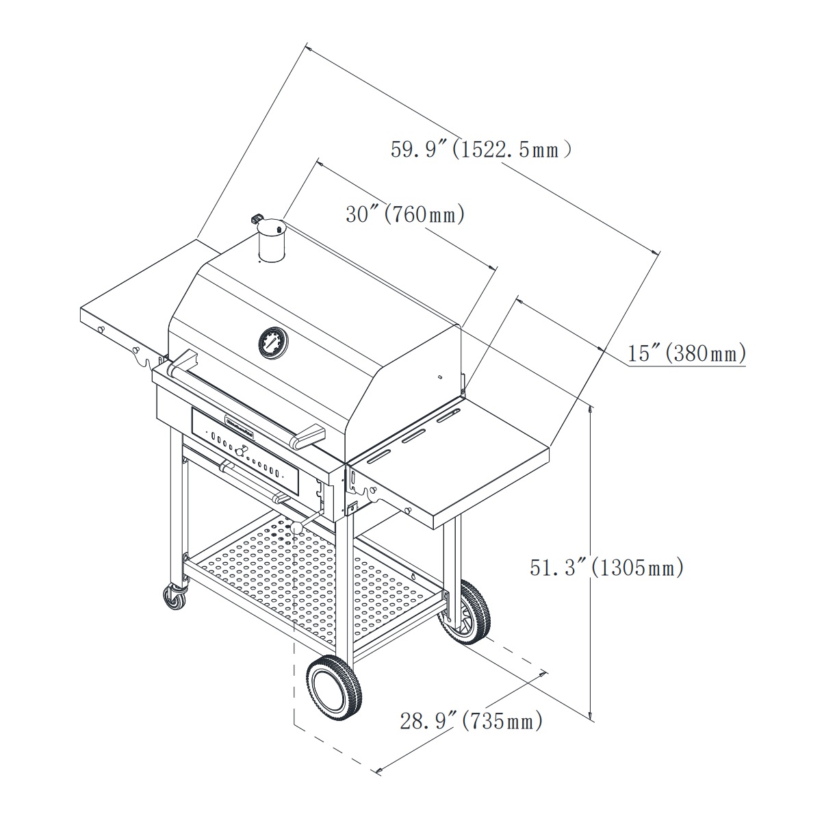 Asador Cart-Style de Carbón KitchenAid 810-0021 Negro.