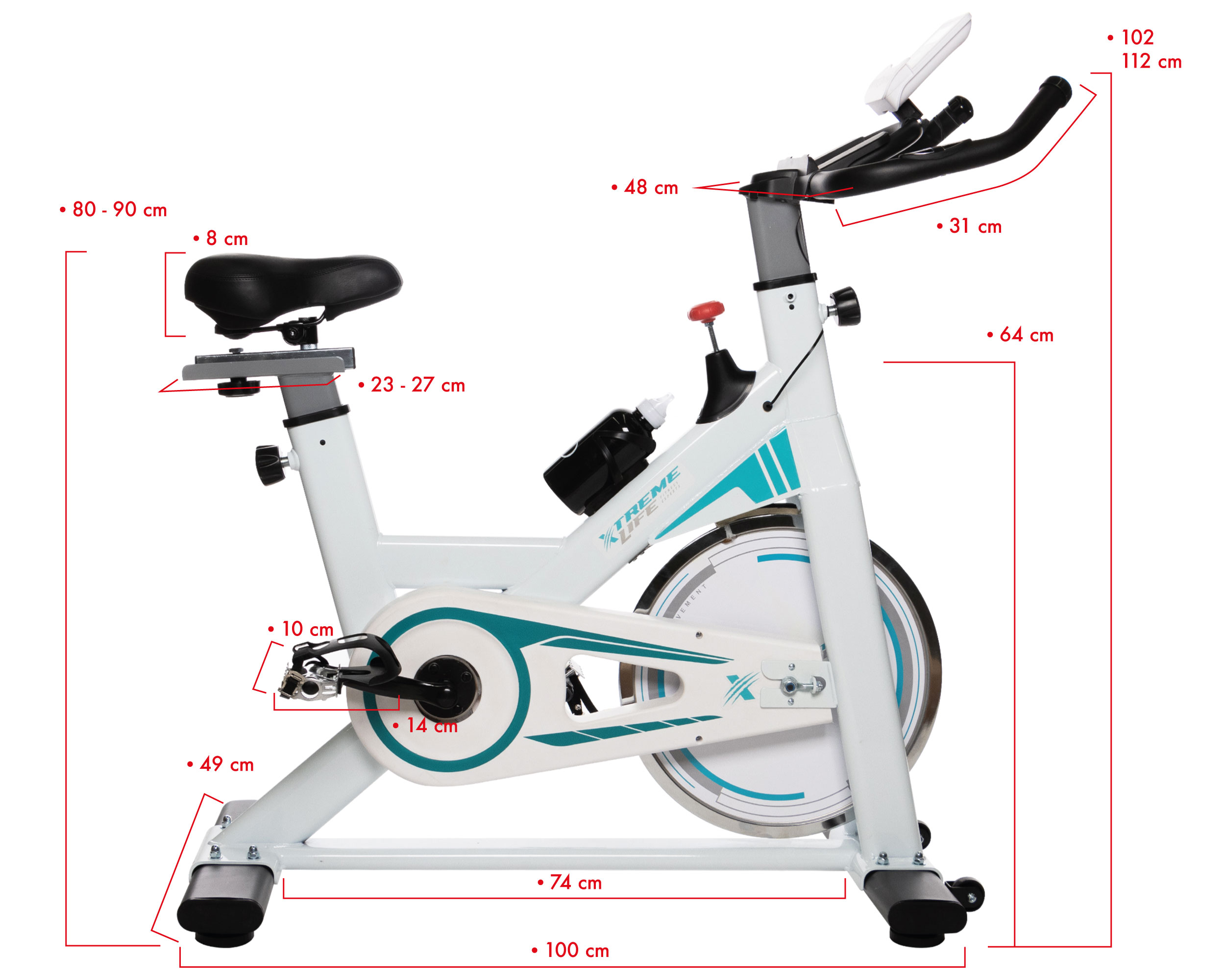 Bicicleta Spinning Fija 20 Kilos Profesional Cardio Indoor Blanco