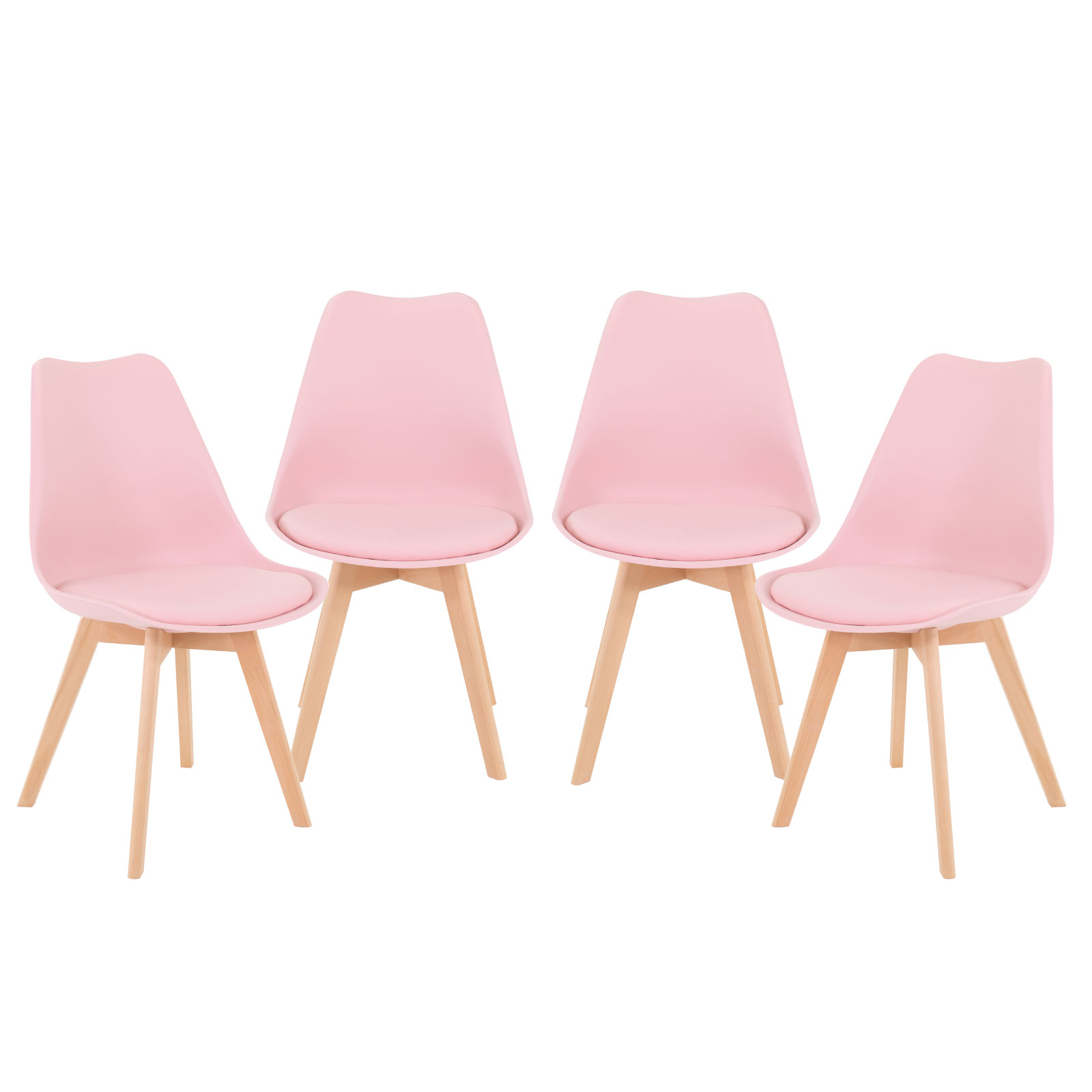 Set de 4 Sillas Onof con Asiento Acolchonado y Patas de Madera para el Hogar y Oficina