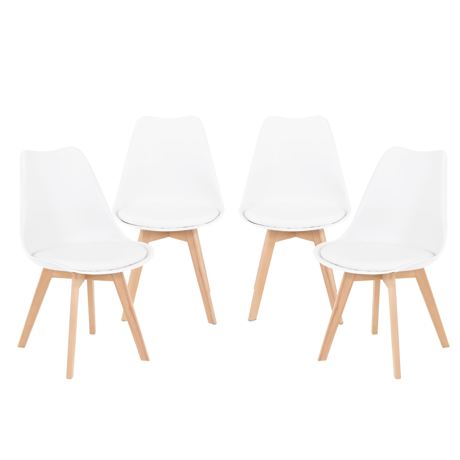 Set de 4 Sillas Onof con Asiento Acolchonado y Patas de Madera para el Hogar y Oficina