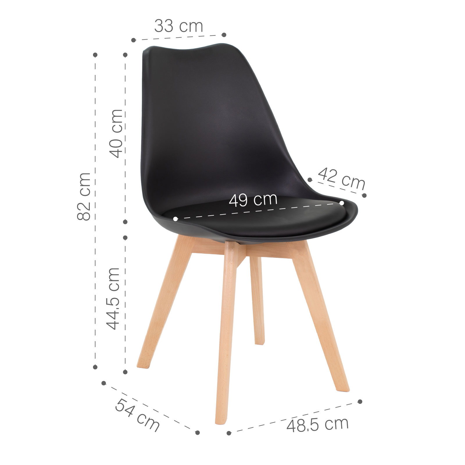 Set de 4 Sillas Onof con Asiento Acolchonado y Patas de Madera para el Hogar y Oficina