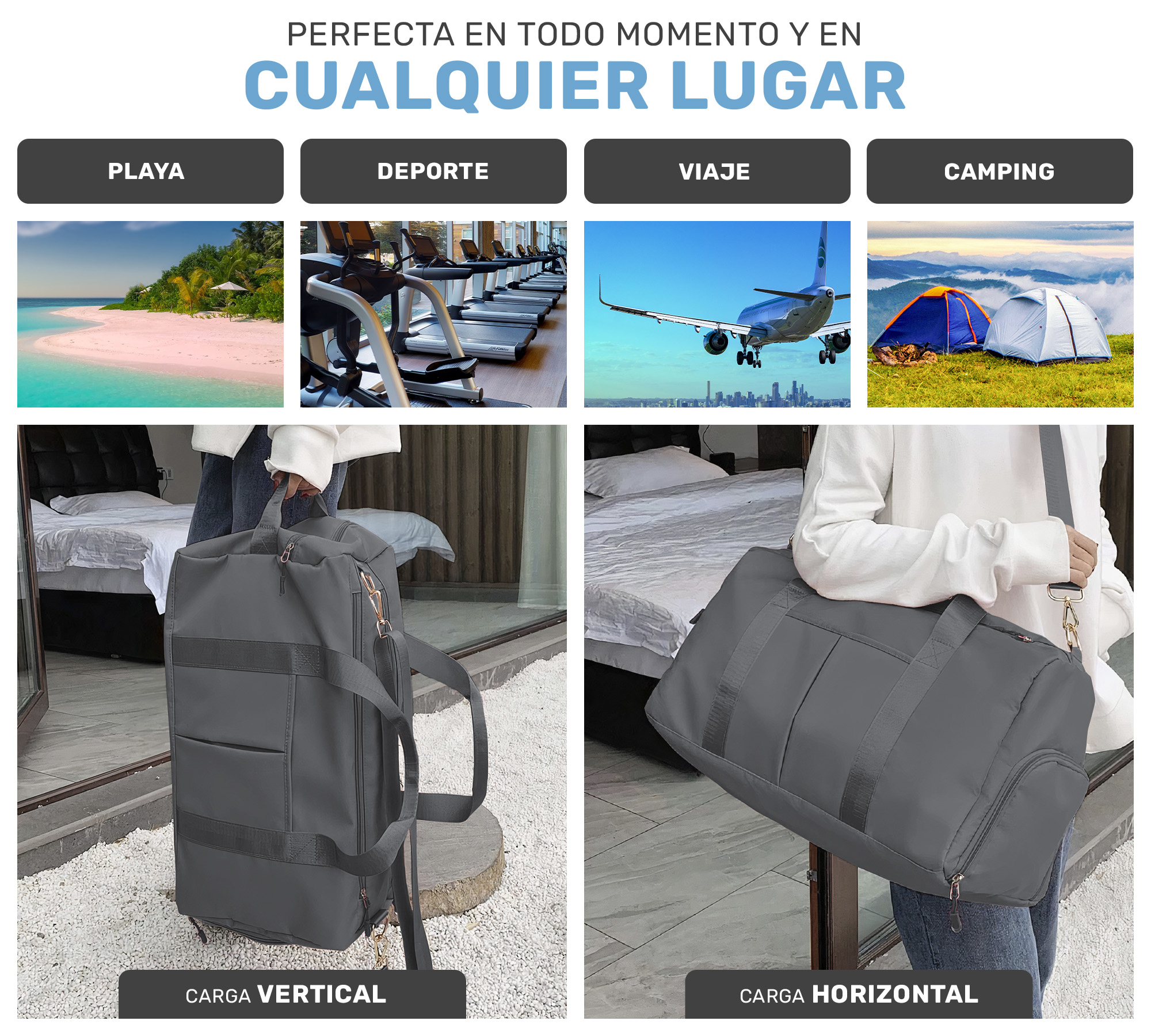 MALETA DEPORTIVA MOCHILA GYM BOLSA DE VIAJE IMPERMEABLE