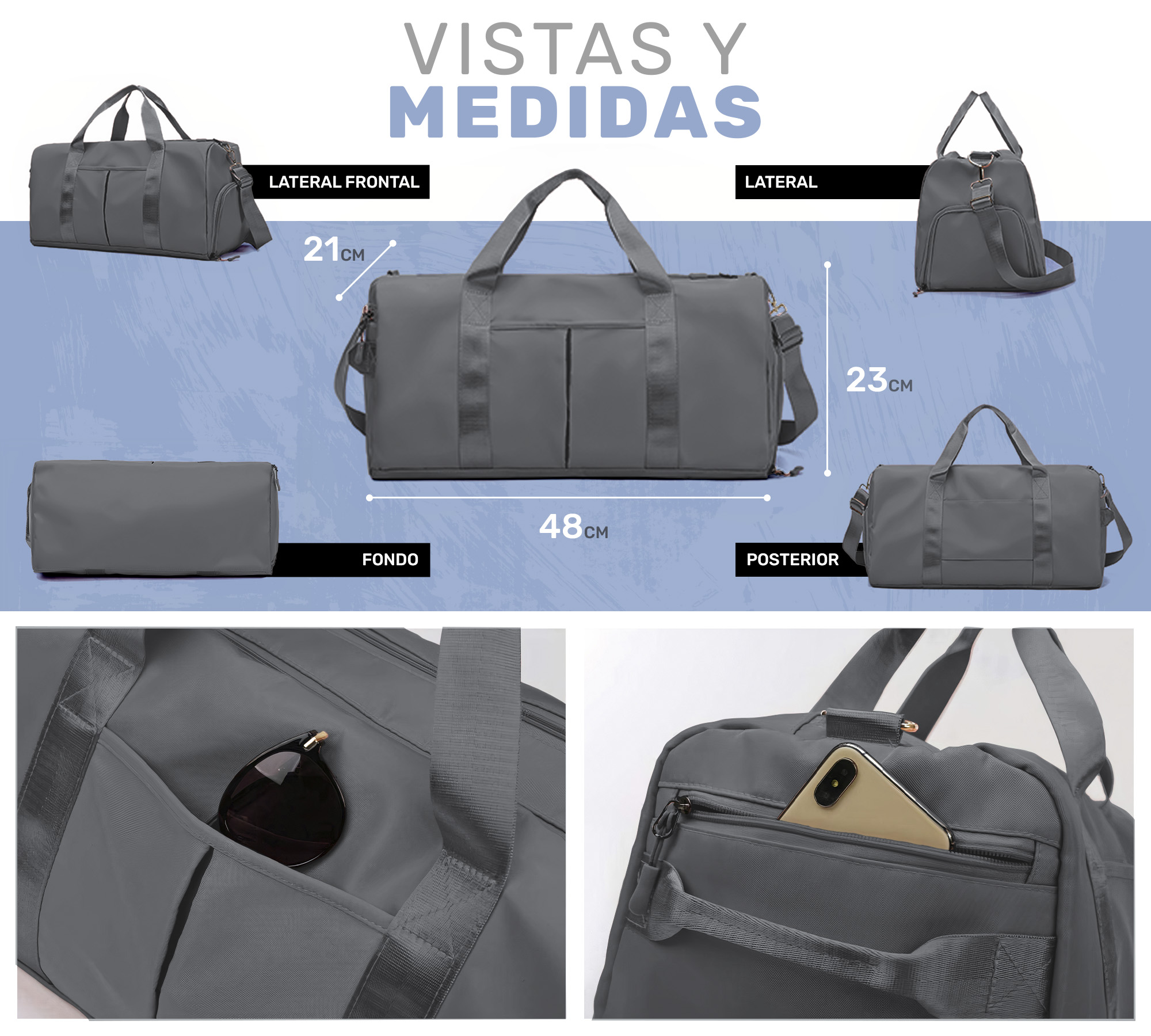 MALETA DEPORTIVA MOCHILA GYM BOLSA DE VIAJE IMPERMEABLE