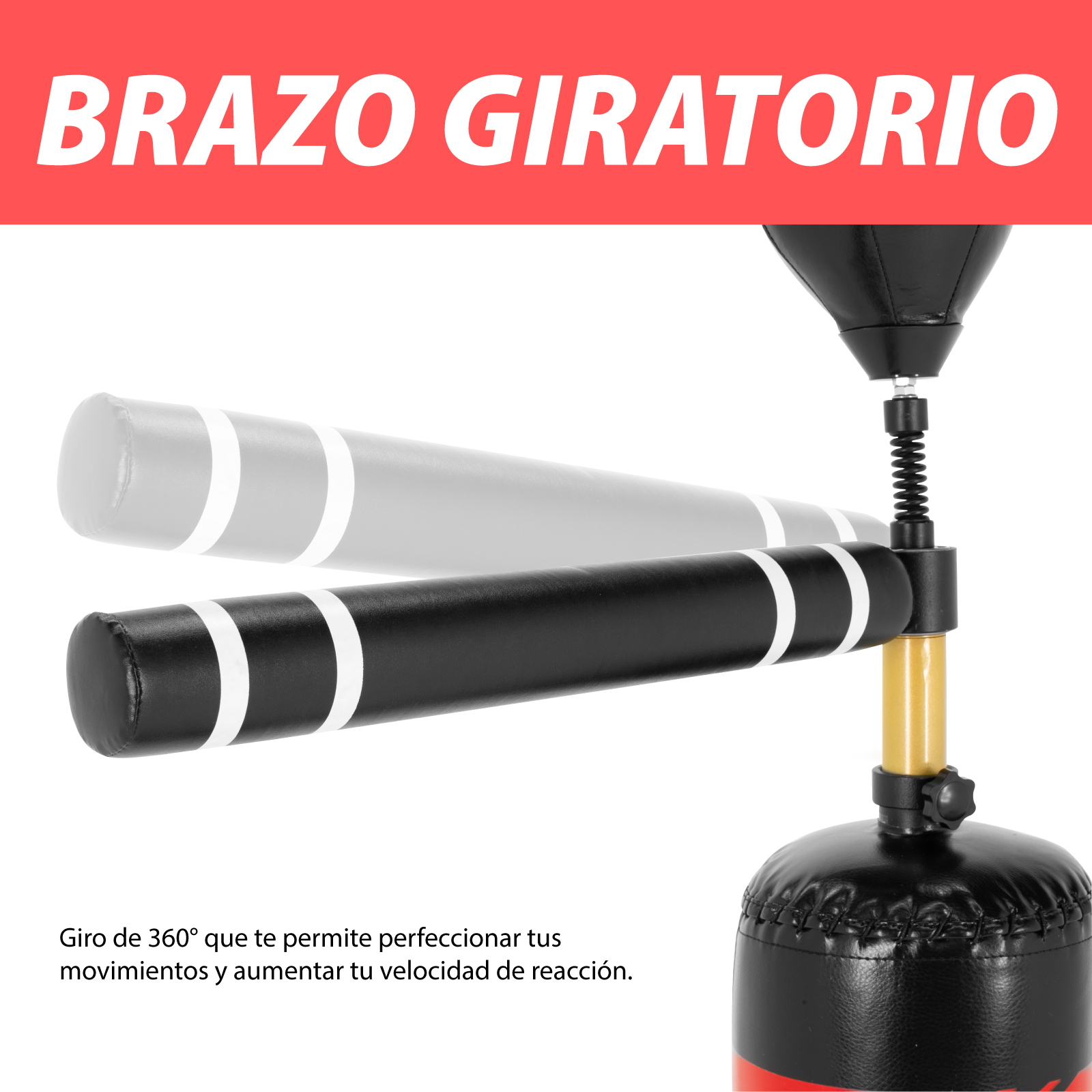 Costal de Box Altera con Barra De Reflejos Giratoria y Pera De Velocidad para Adultos y Niños