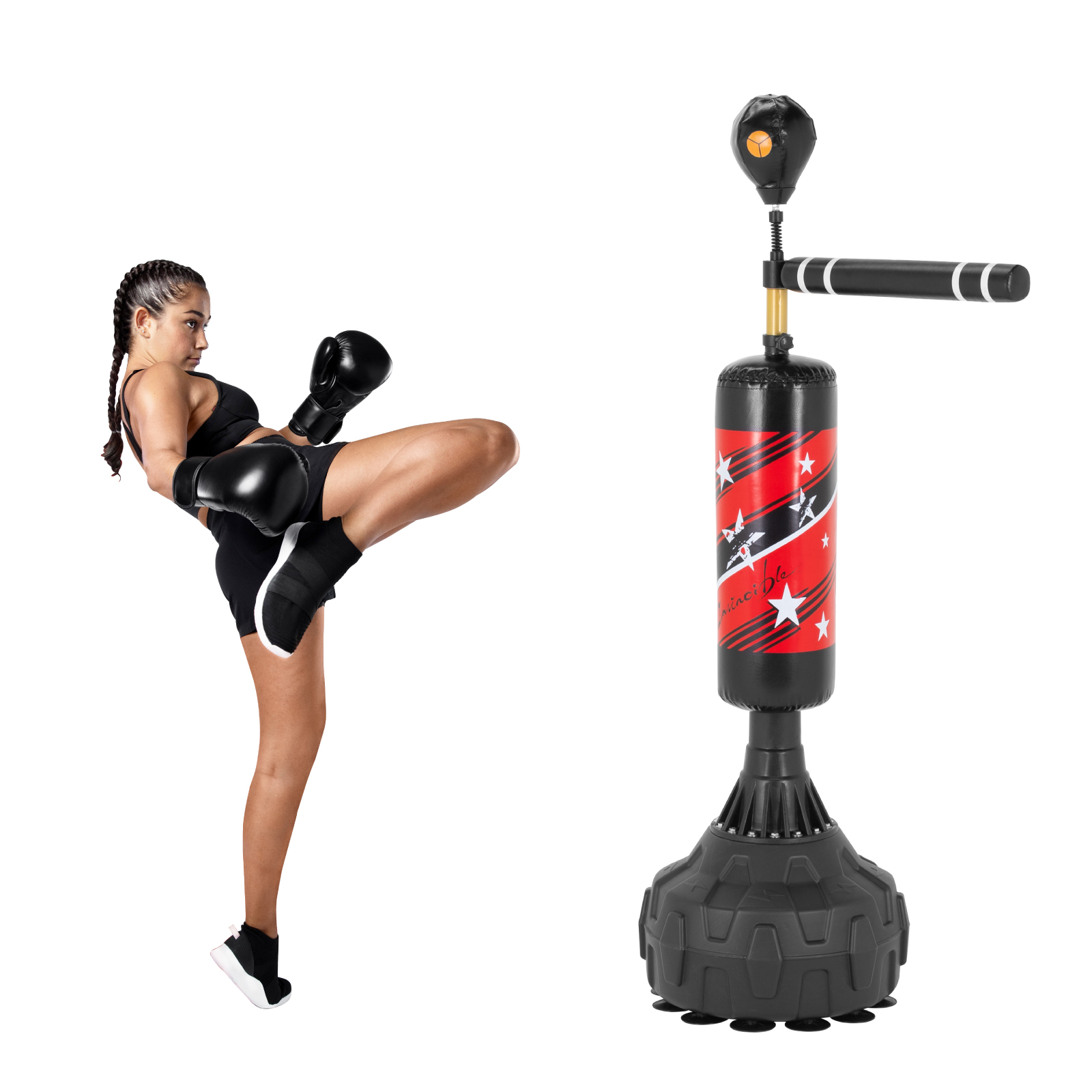 Costal de Box Altera con Barra De Reflejos Giratoria y Pera De Velocidad para Adultos y Niños