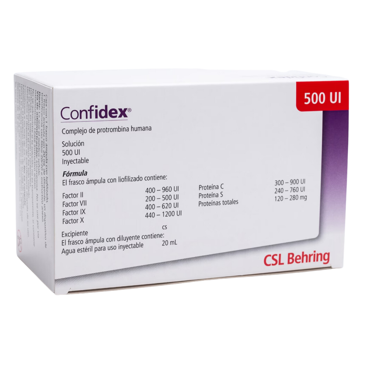 Complejo de Protrombina Humana 500 UI Frasco Ámpula Caja C/1 (CONFIDEX) - Médica Depot