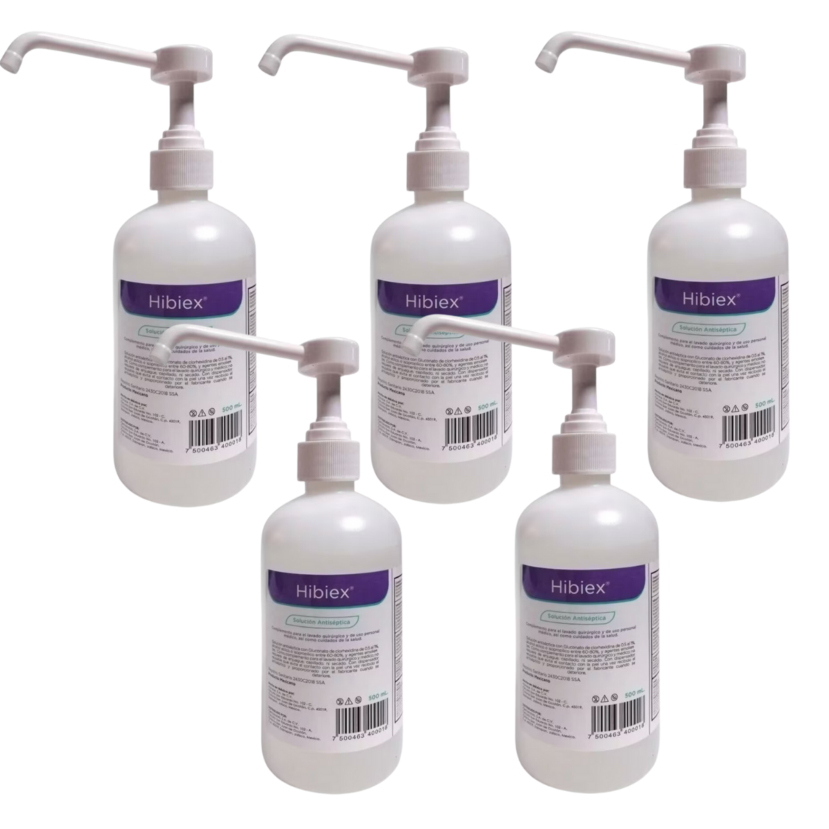 Kit De 5 Piezas De Solución Antiséptica Hibiex Desinfectante Grado Quirúrgico - Médica Depot