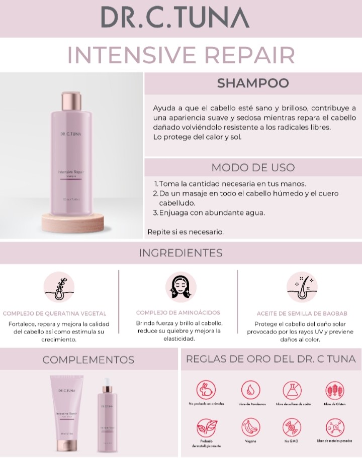 Shampoo Intensive Repair by Farmasi Cabello Quebradizo Dañado