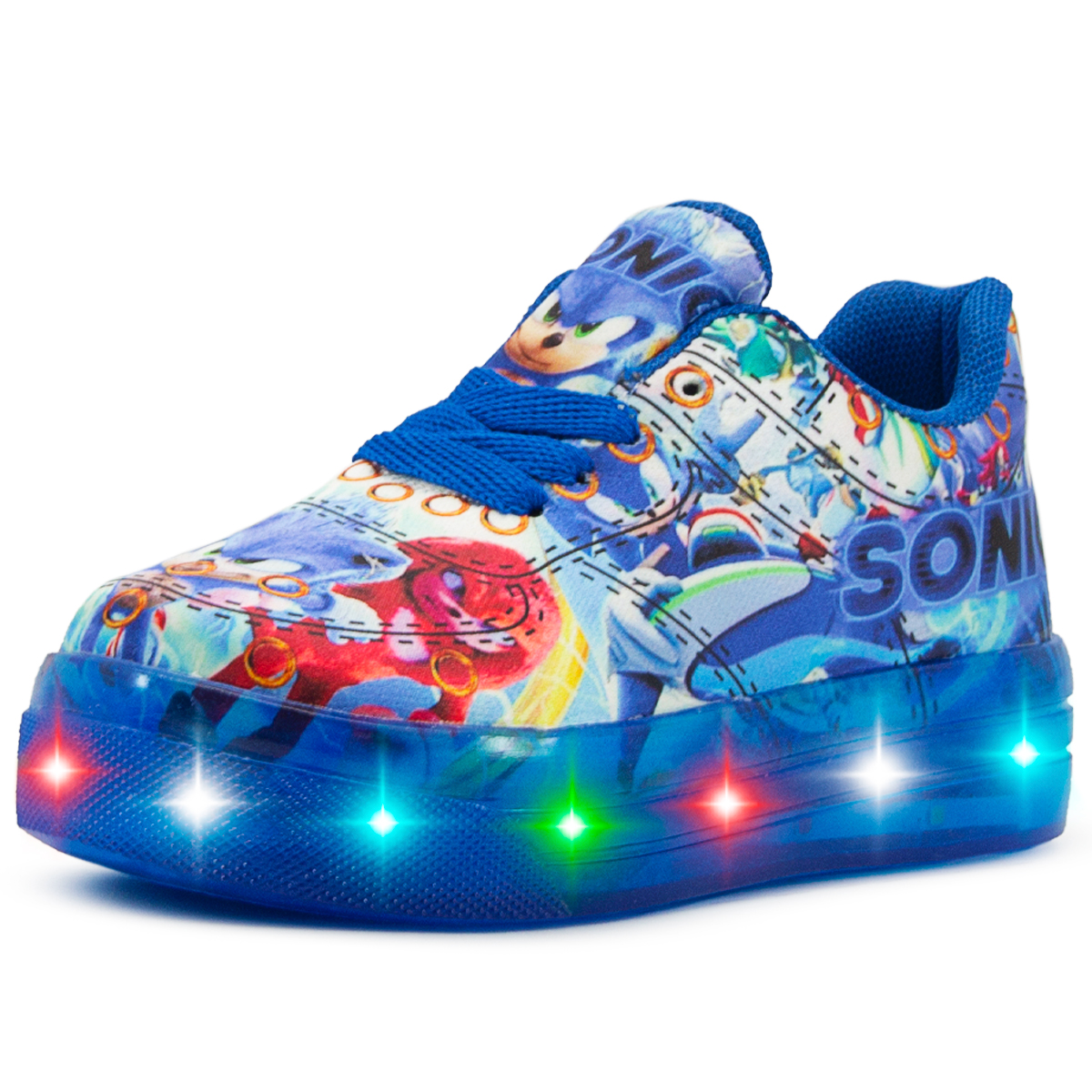 Tenis Luces Led Sonic The Hedgehog Sneakers Para Niño