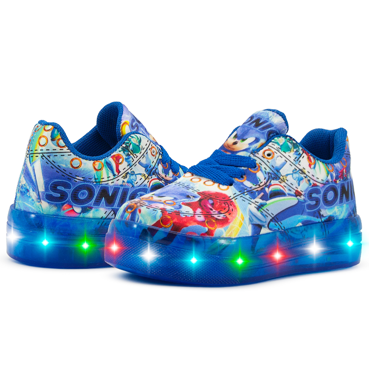 Tenis Luces Led Sonic The Hedgehog Sneakers Para Niño
