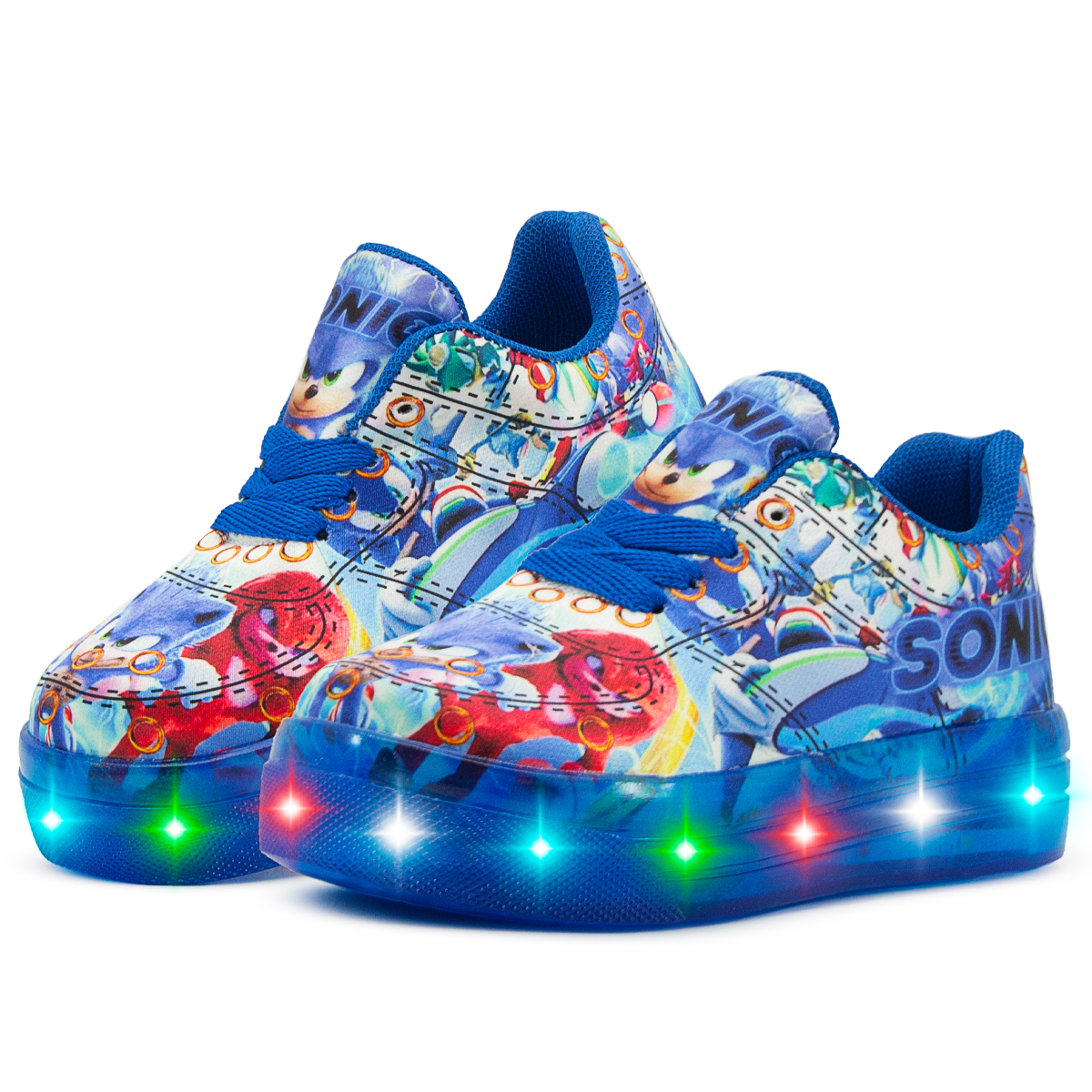 Tenis Luces Led Sonic The Hedgehog Sneakers Para Niño