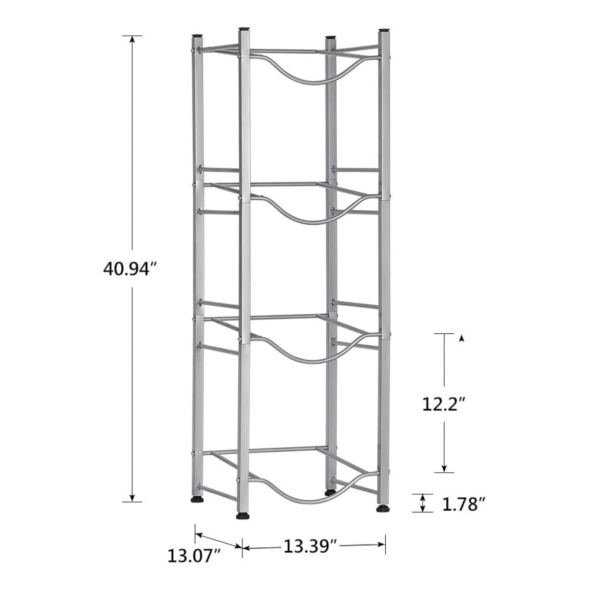 Estante de Almacenamiento de Garrafones de Agua, Construcción en Acero Inoxidable de 4 Niveles