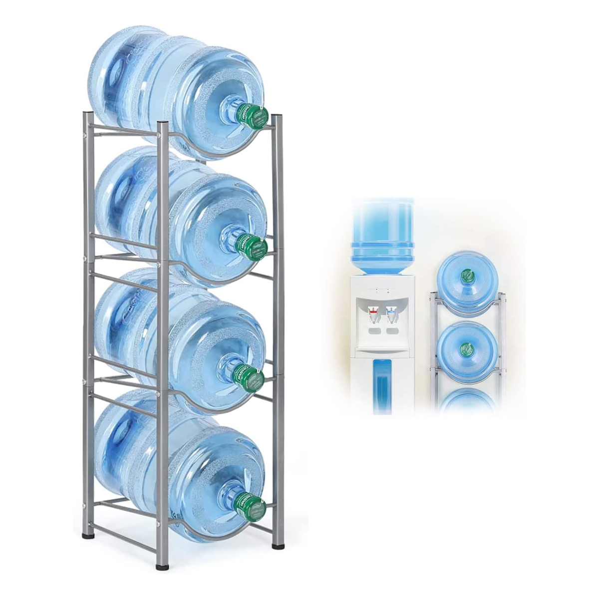 Estante de Almacenamiento de Garrafones de Agua, Construcción en Acero Inoxidable de 4 Niveles