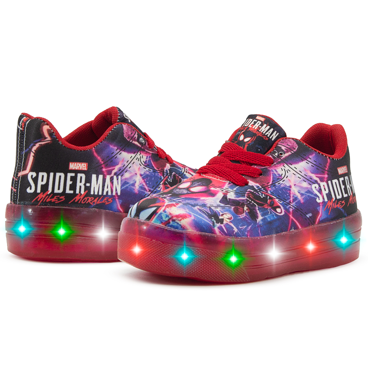 Tenis Luces Led Niño Spiderman Hombre Araña Miles Morales