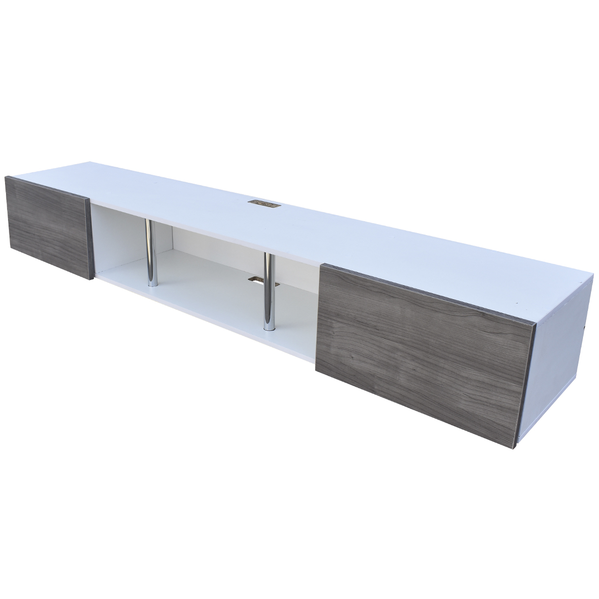 Centro De Entretenimiento para tv Flotante Hogare 160, con 2 Puertas color Blanco Gris