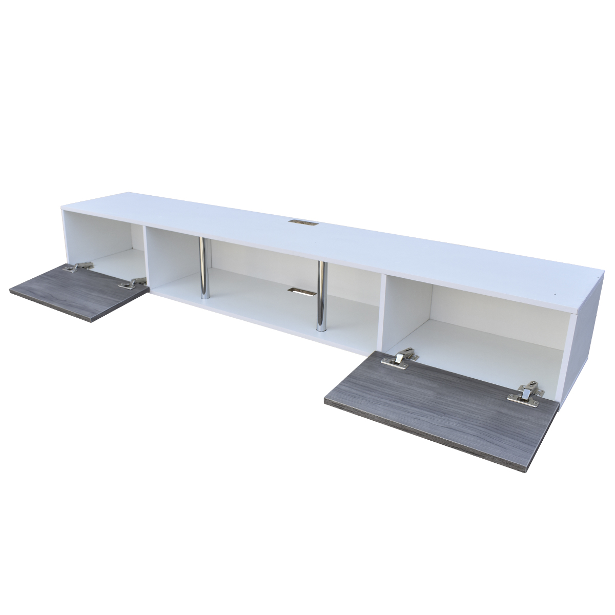 Centro De Entretenimiento para tv Flotante Hogare 160, con 2 Puertas color Blanco Gris