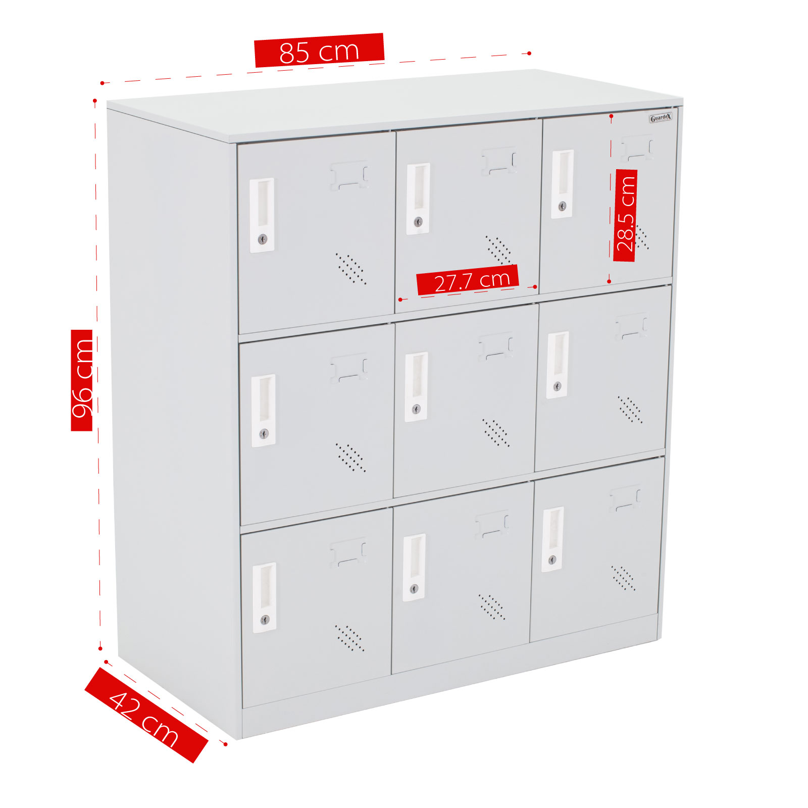 Locker Metalico Guardex 9 Puertas Casilleros de Almacenamiento 180 cm con Llave