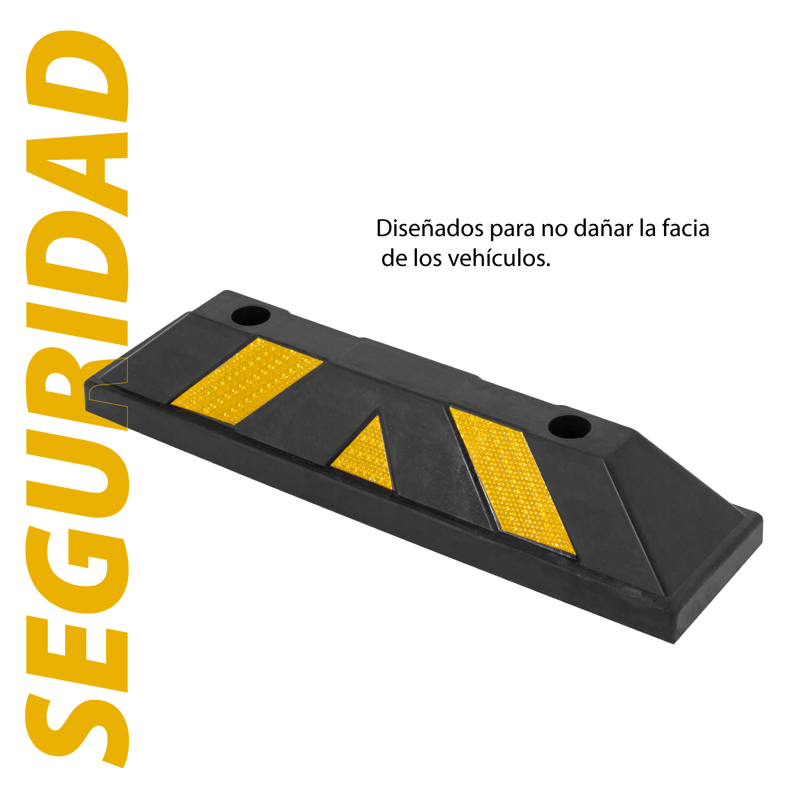 Tope Reductor de Velocidad Guardex 55cm (6 pz) de Caucho de Alta Resistencia con Tiras Reflectantes, 