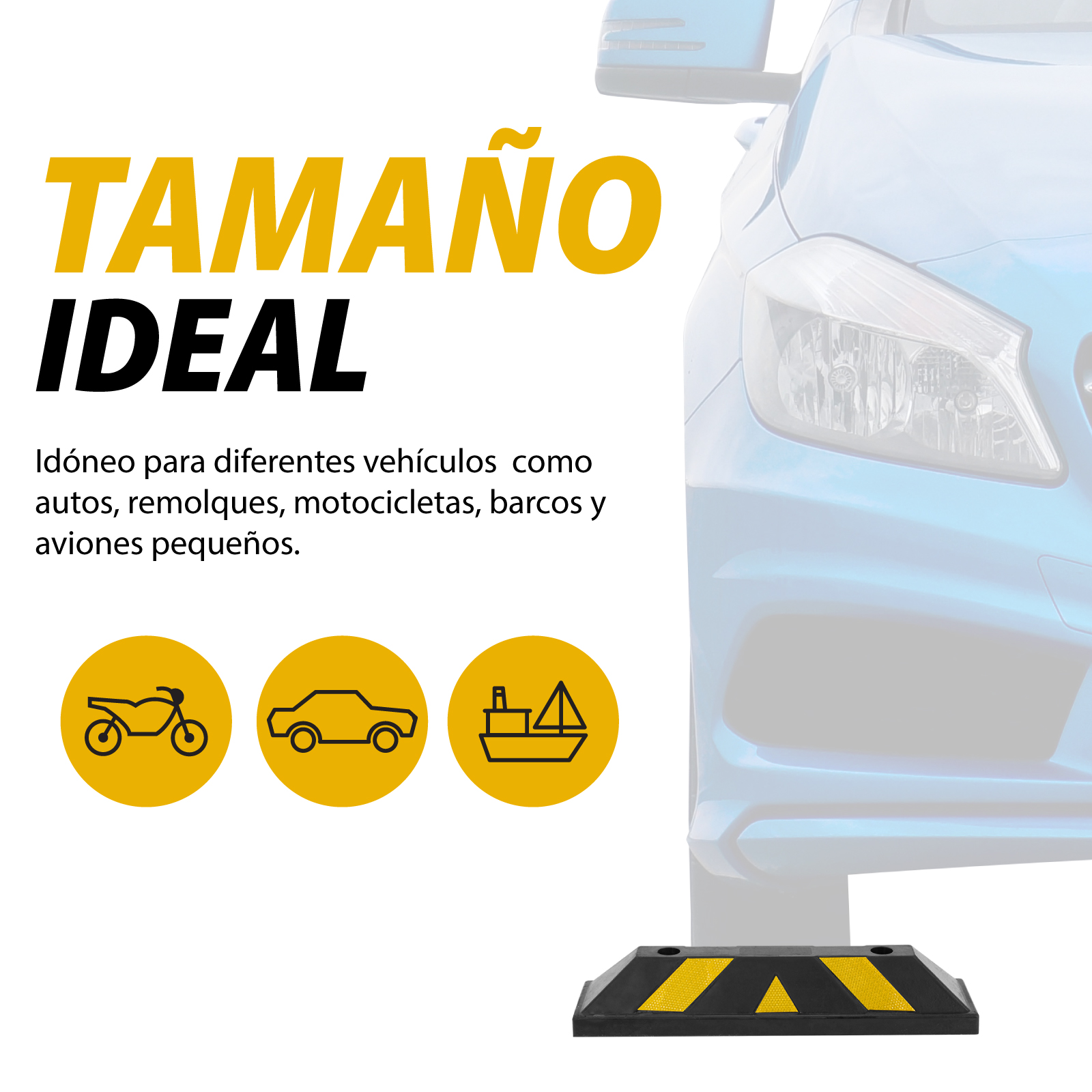 Tope de estacionamiento 55cm (1 pz)  Guardex de Caucho de Alta Resistencia con Tiras Reflectantes