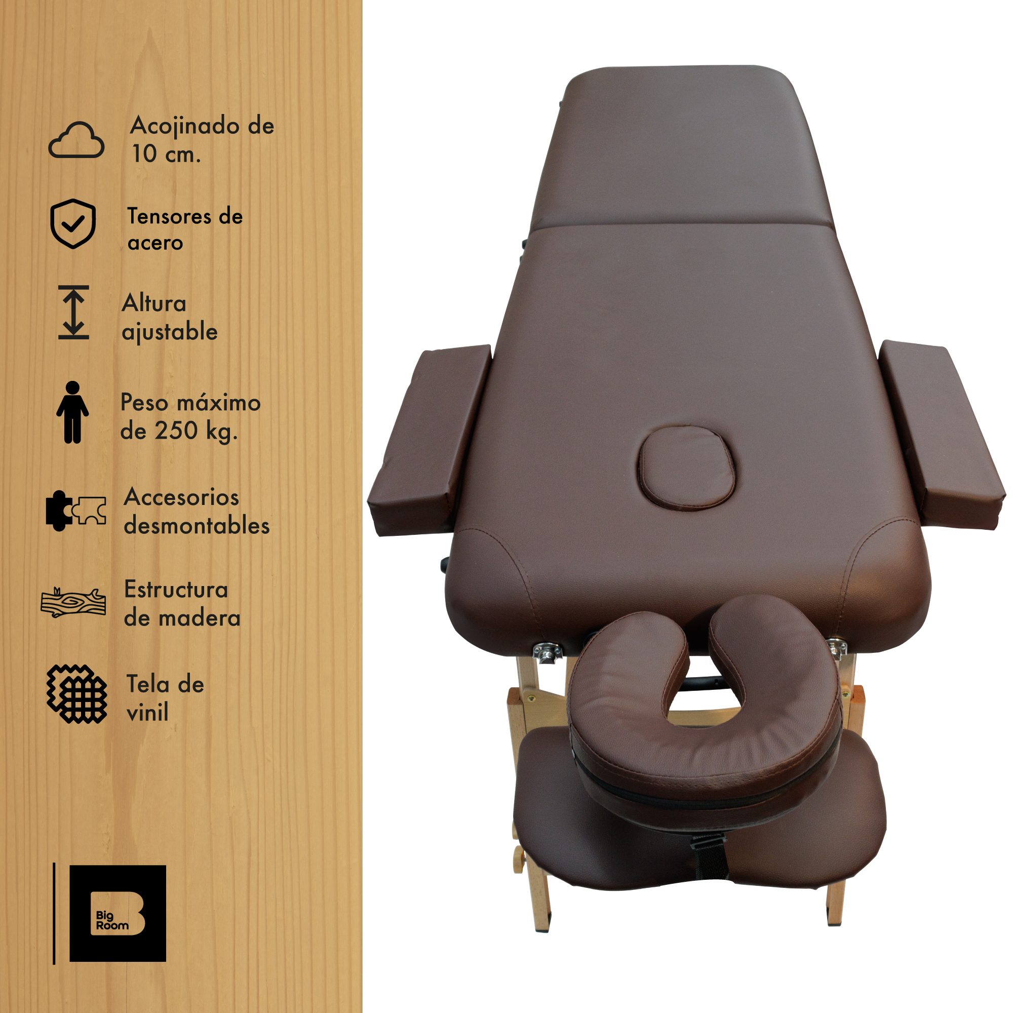 Camilla Para Masajes Mesa Cama Tatuar Portatil 250 Kilos Café