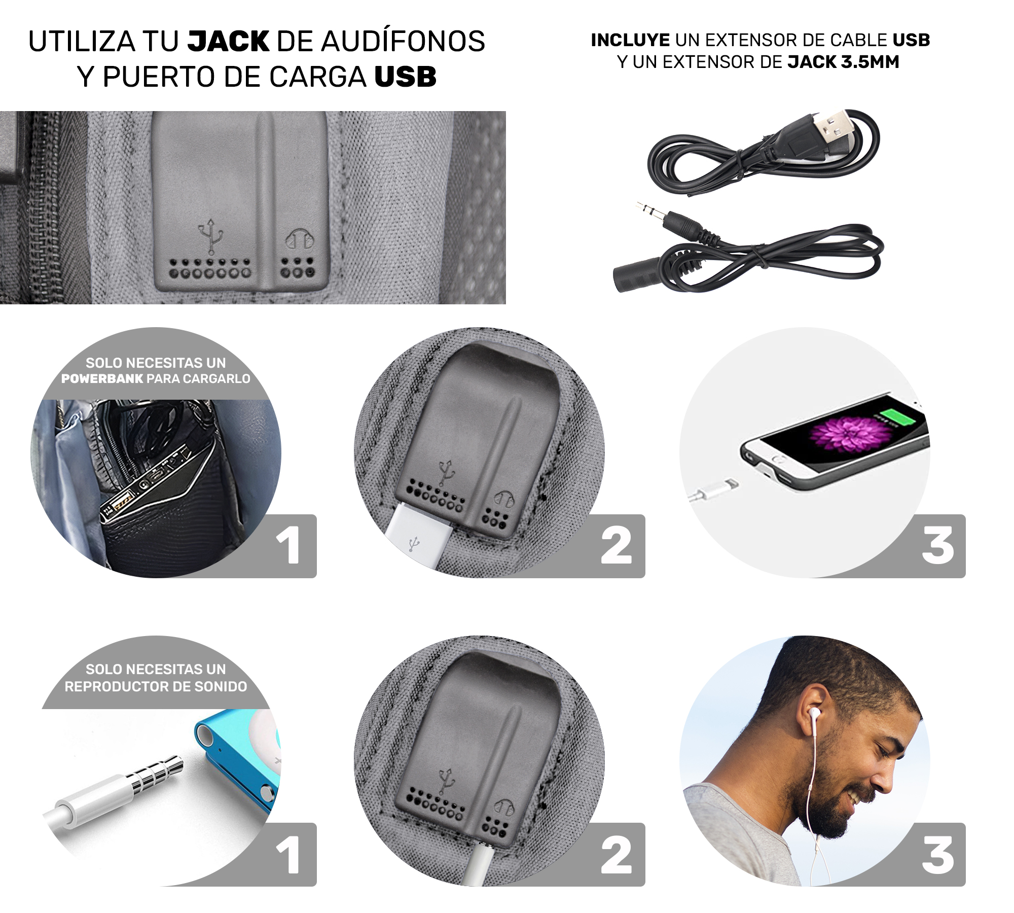 Mochila Multiusos Impermeable Antirrobo Con Cargador Usb- Gris