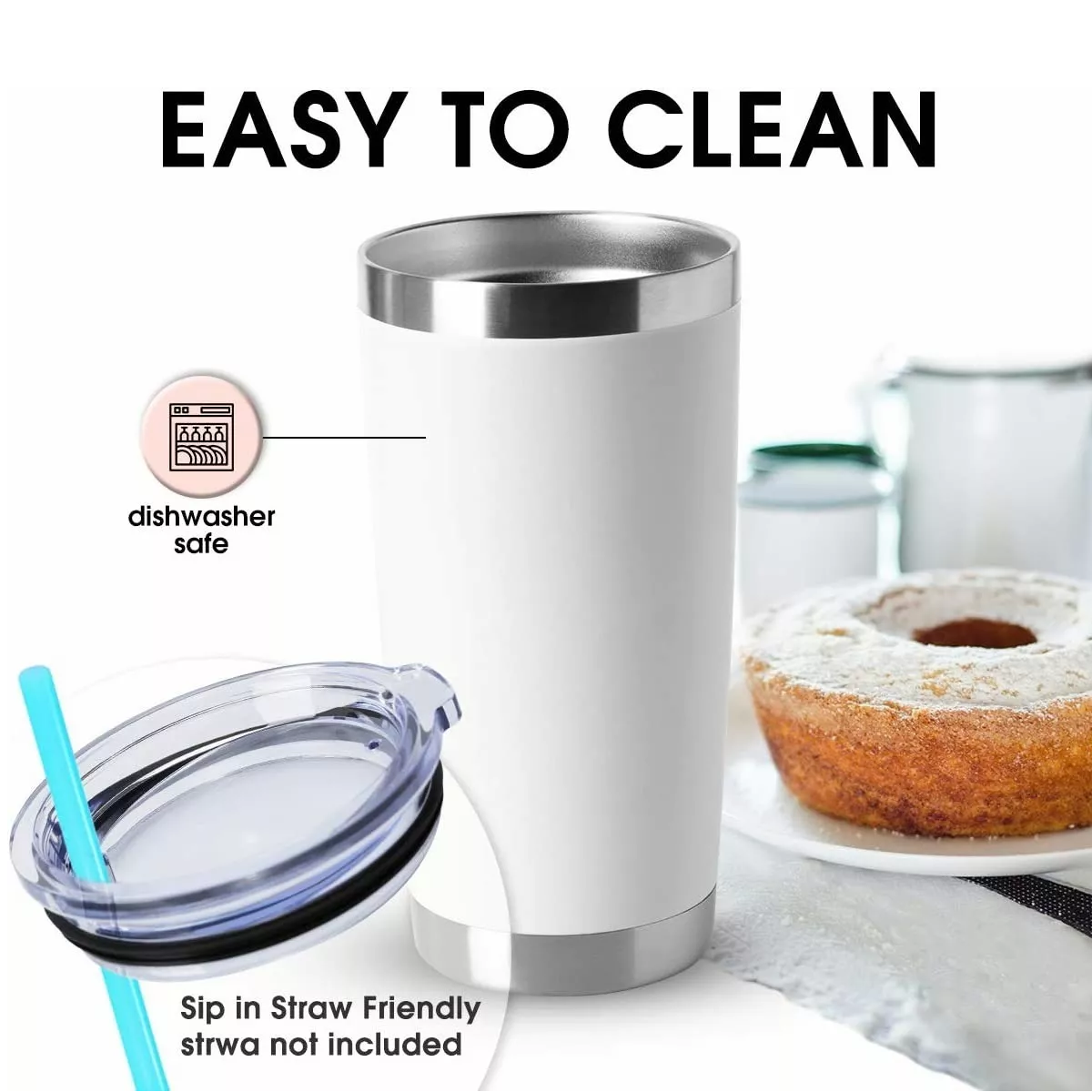 Termo De Acero Inoxidable 20oz Blanco