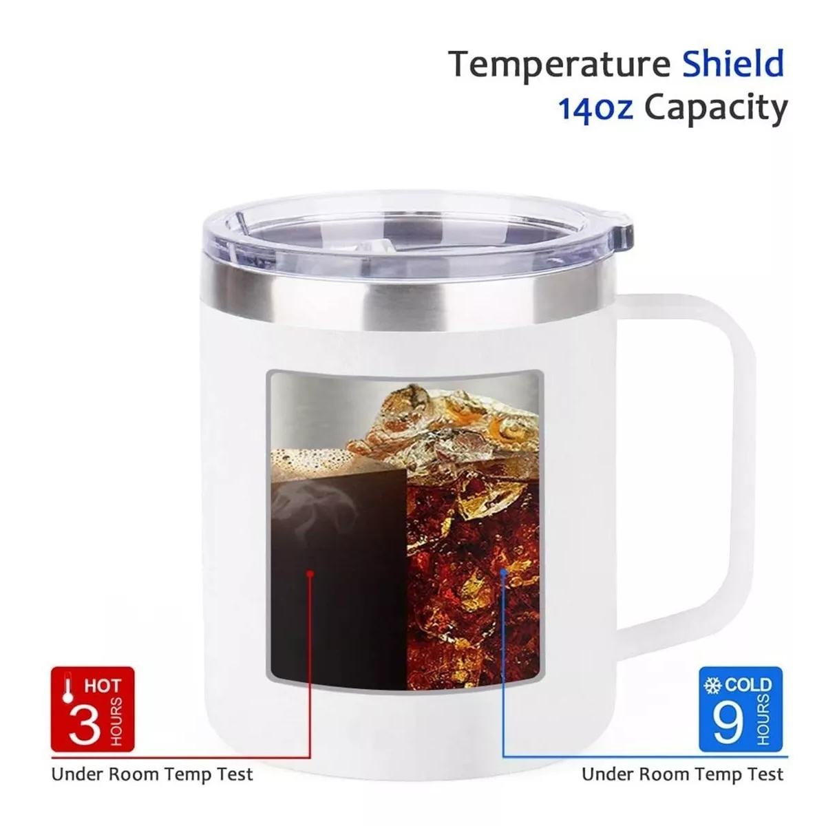 Taza Térmica De Acero Inoxidable Con Tapa 14oz Blanco