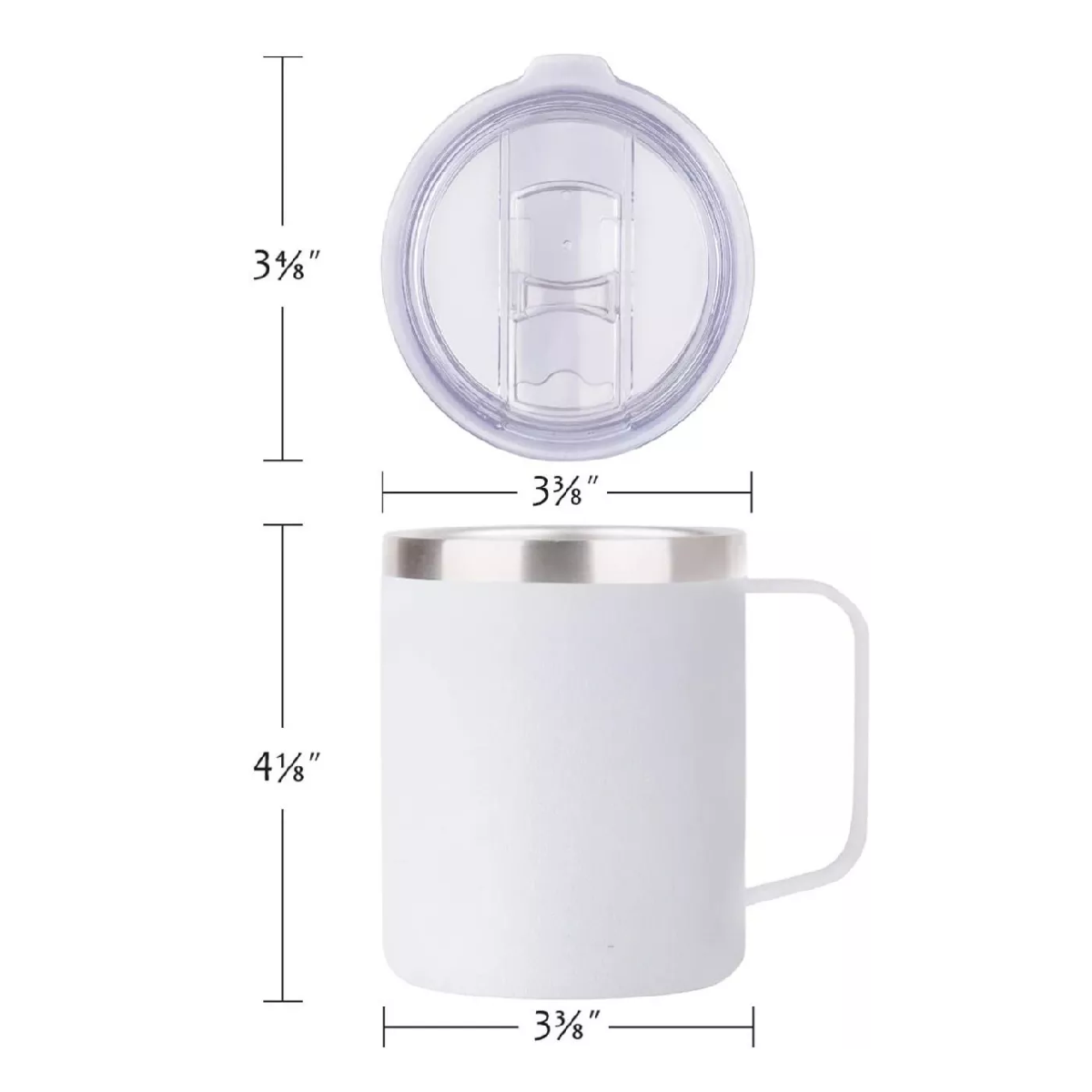 Taza Térmica De Acero Inoxidable Con Tapa 14oz Blanco