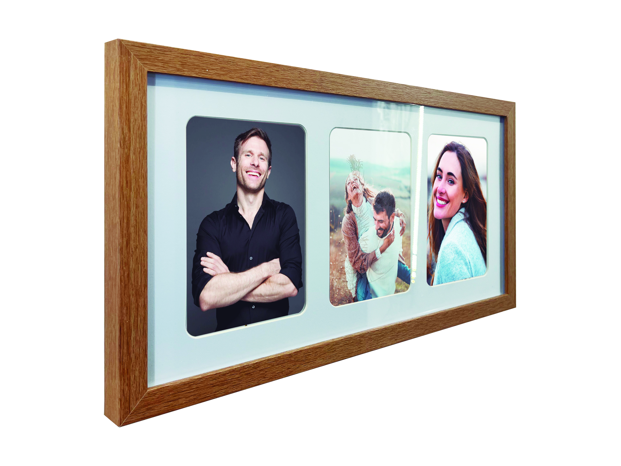 Portarretrato de Madera con Vidrio  para 3 Fotografias