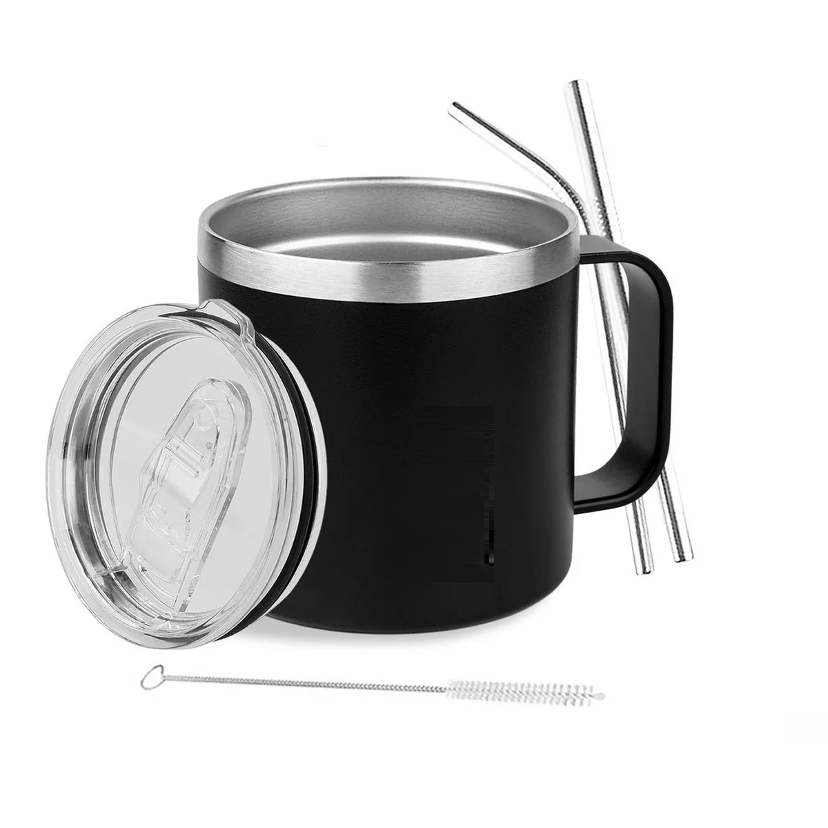 Taza Térmica De Acero Inoxidable Con Tapa 14oz Negro