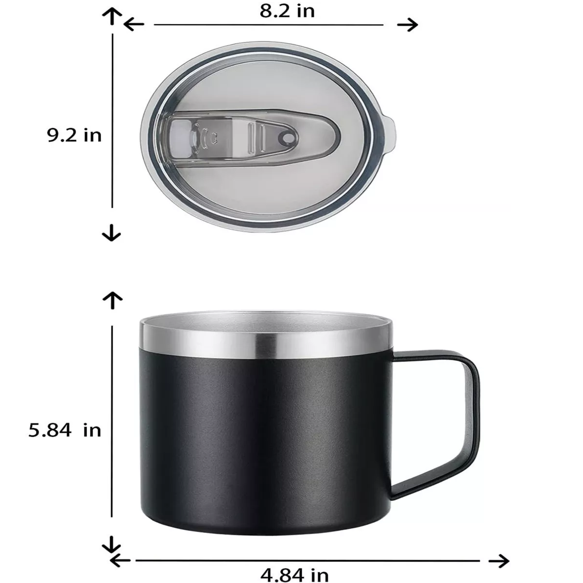 Taza Térmica De Acero Inoxidable Con Tapa 14oz Negro