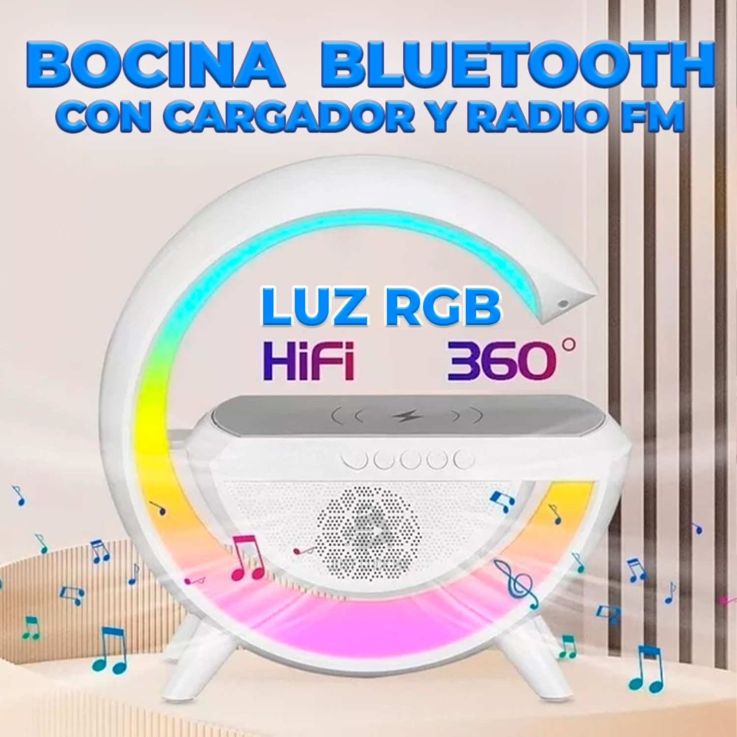 Lámpara Led RGB Con Cargador y Bocina