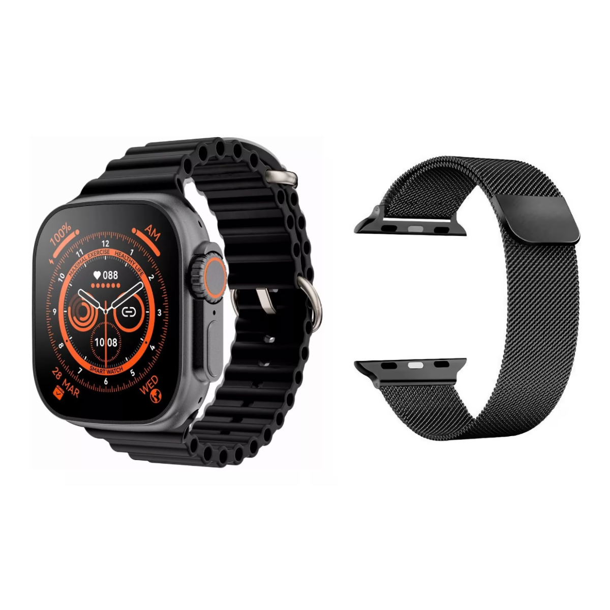 Reloj Digital Serie AT8 Ultra Max color Negro Titanio con 2 Correas.