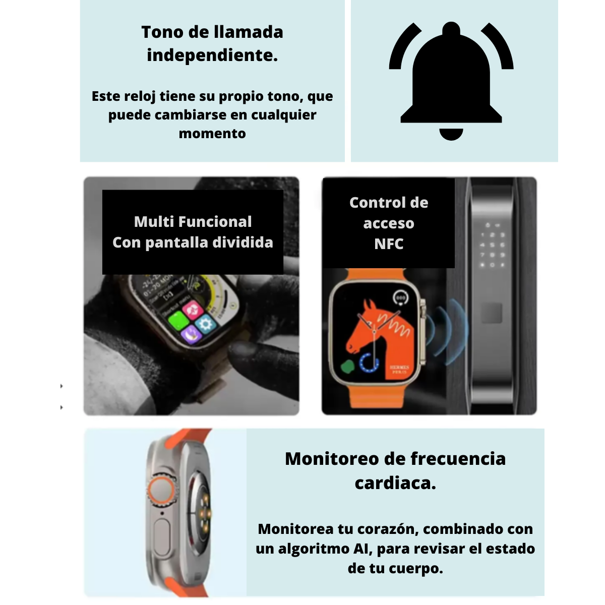 Reloj Digital Serie AT8 Ultra Max color Negro Titanio con 2 Correas.