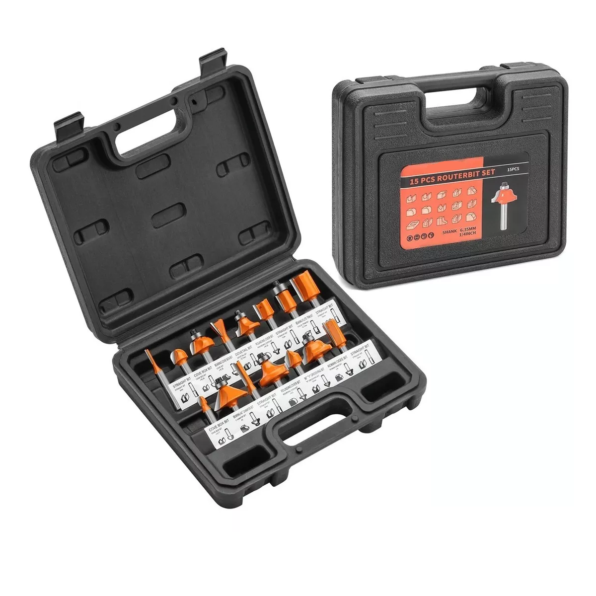 Juego Brocas Router Taladro 1/4 15 Pz Herramienta