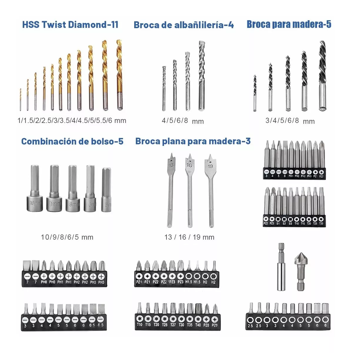 Juego De Brocas Y Puntas Con Caja De Herramientas 101 Piezas