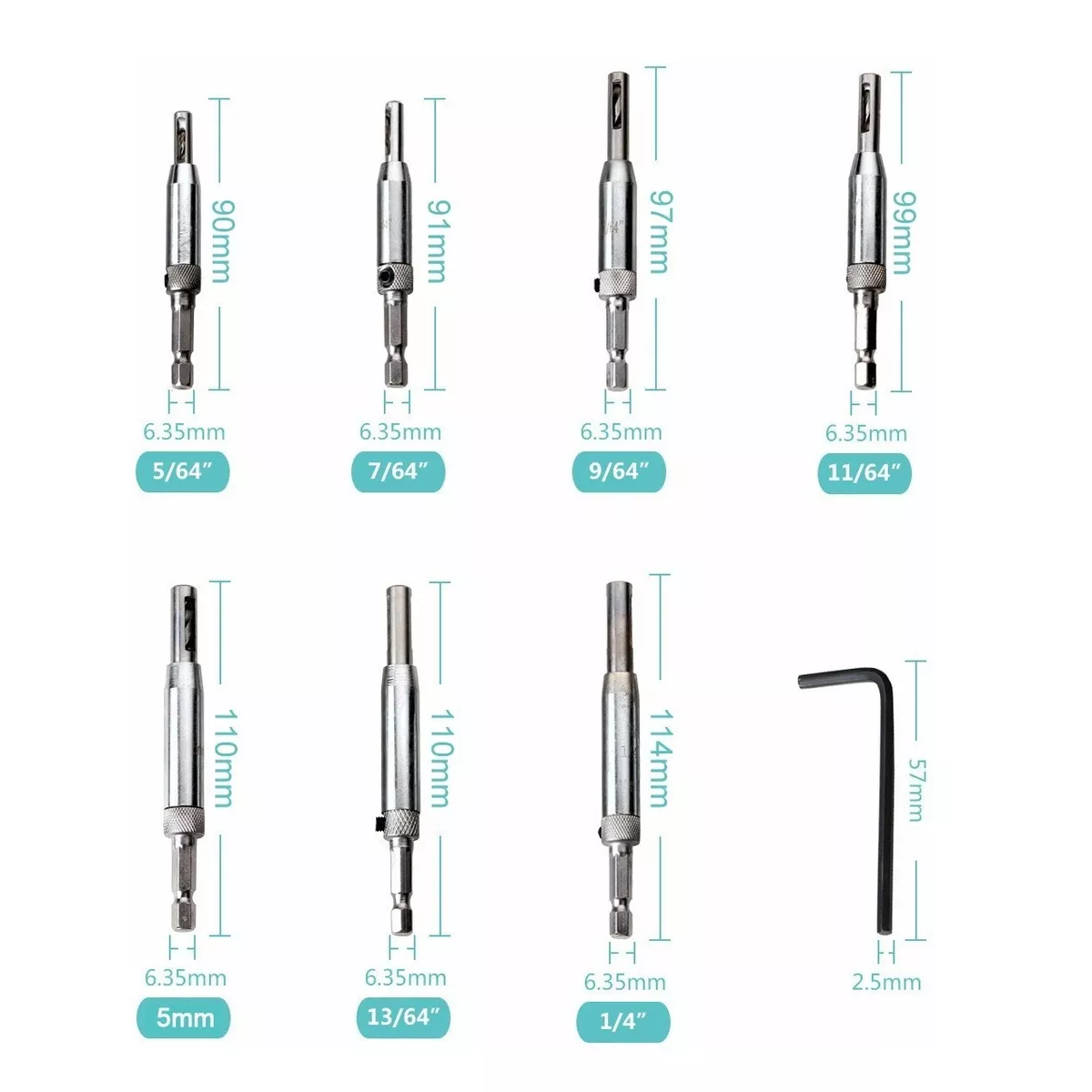 Juego De 8 Brocas De Bisagra Cerradura Puerta Autocentrante