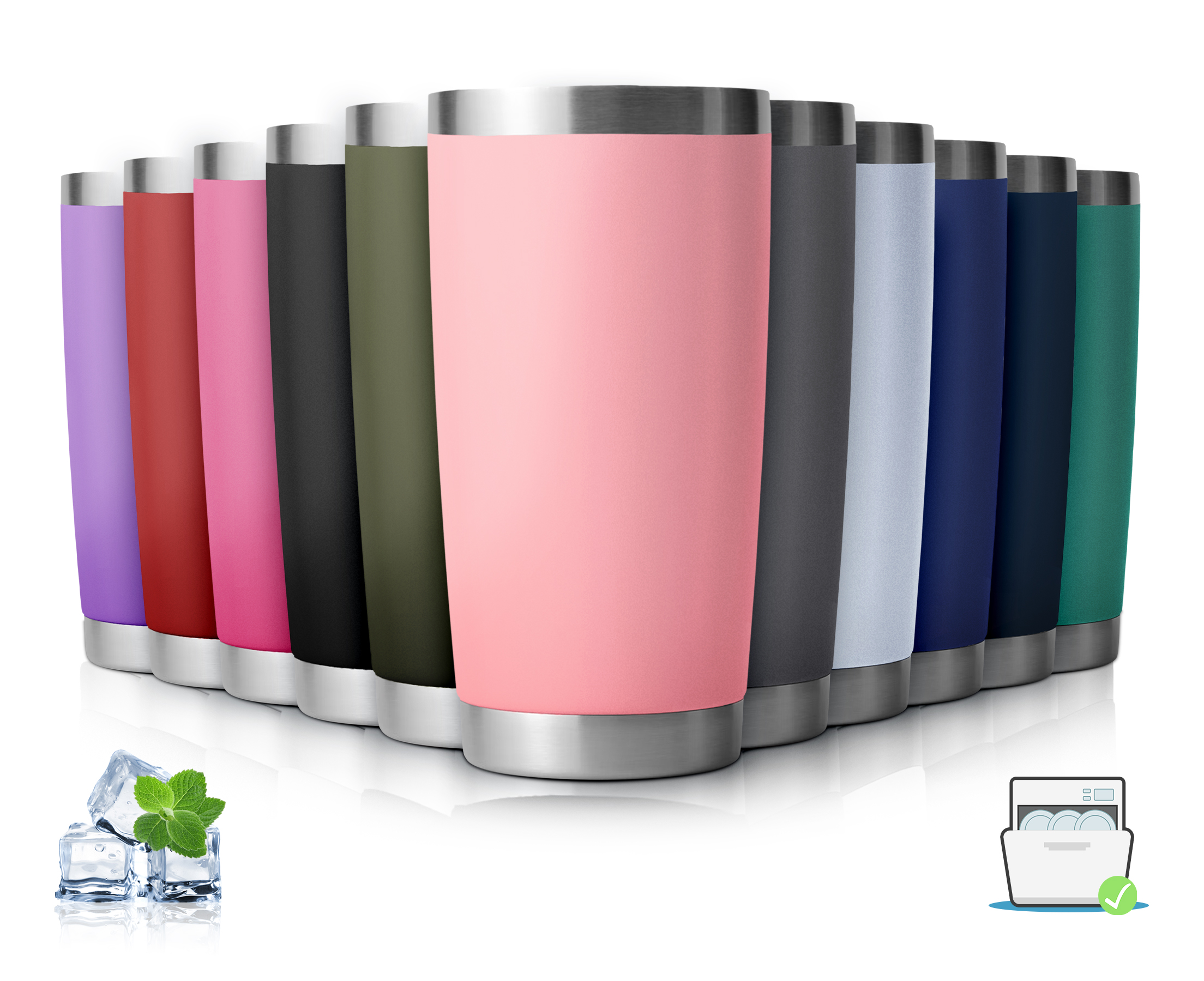 Taza Vaso de Acero Inoxidable Con Aislamiento al Vacio- Rosa Claro