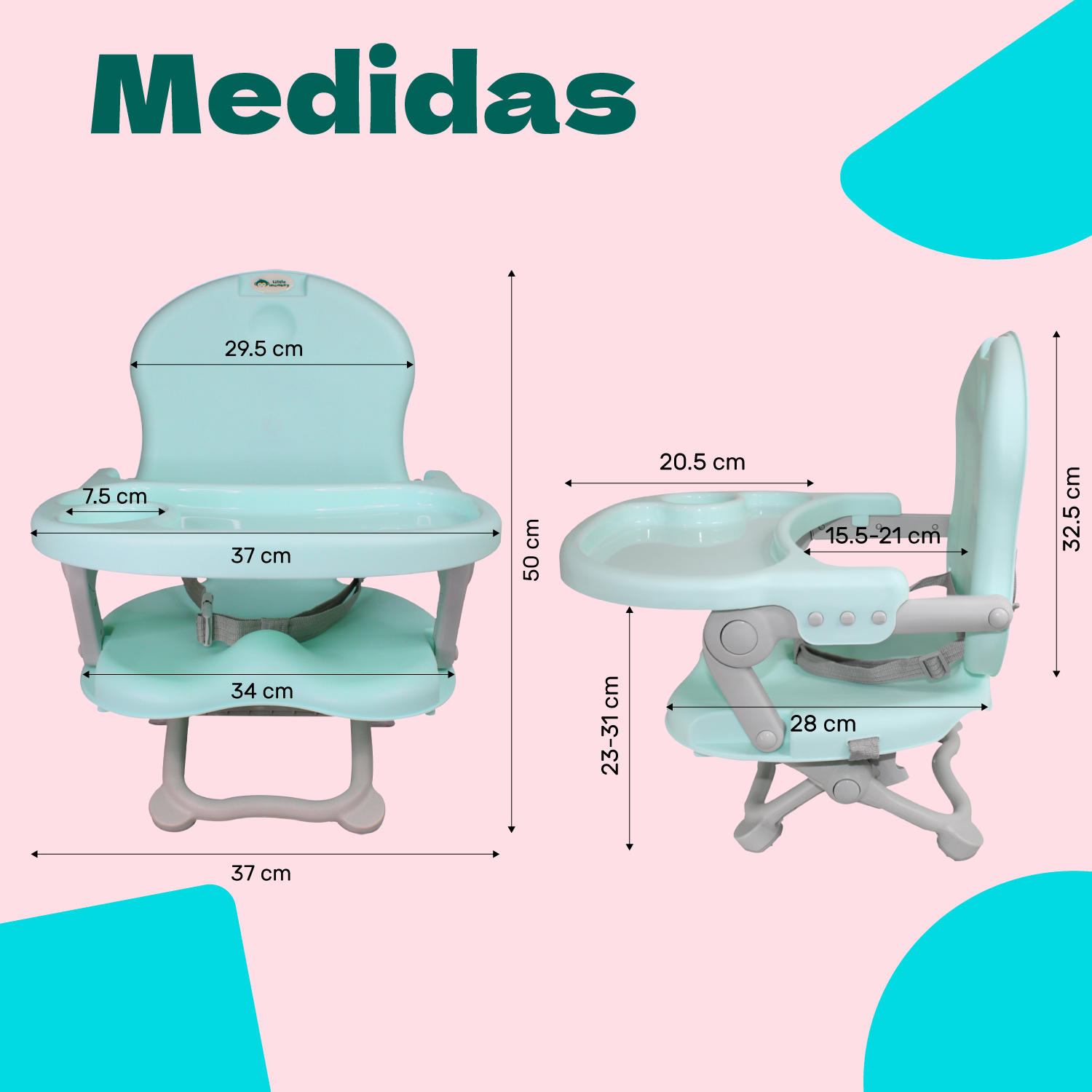 Silla Periquera Bebe Portatil Plegable Asiento Con Charola Menta