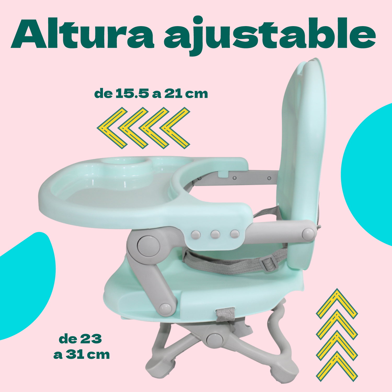 Silla Periquera Bebe Portatil Plegable Asiento Con Charola Menta