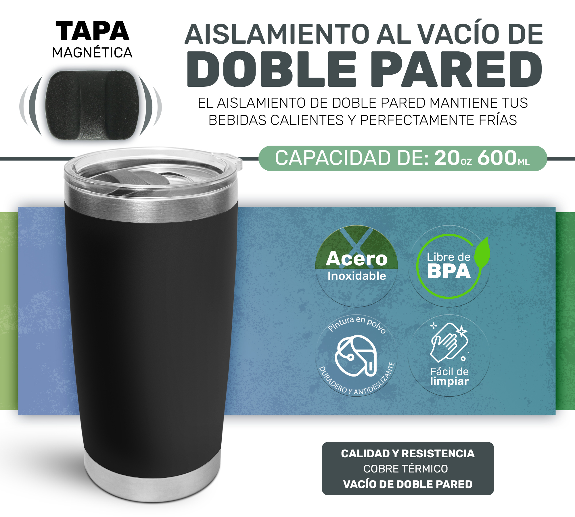 Taza Térmica de Acero Inoxidable para Té, Café y Agua, Termo con Aislamiento