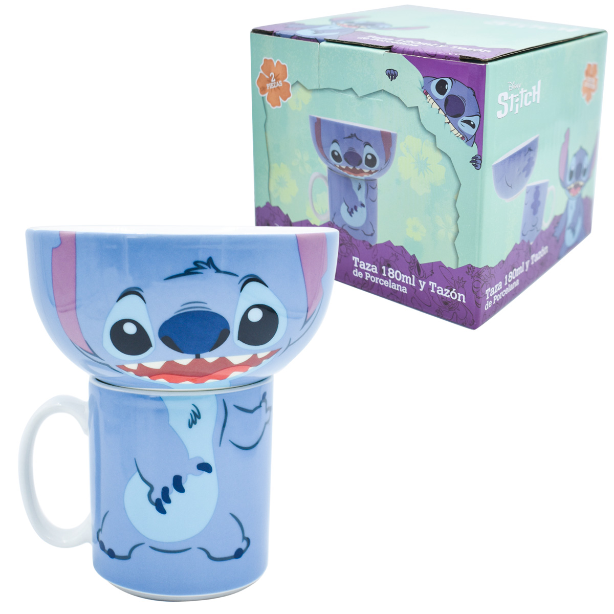 Fun Kids 1754-68 Set Juego Vajilla Porcelana Individual Disney Clasico Stitch 180ml