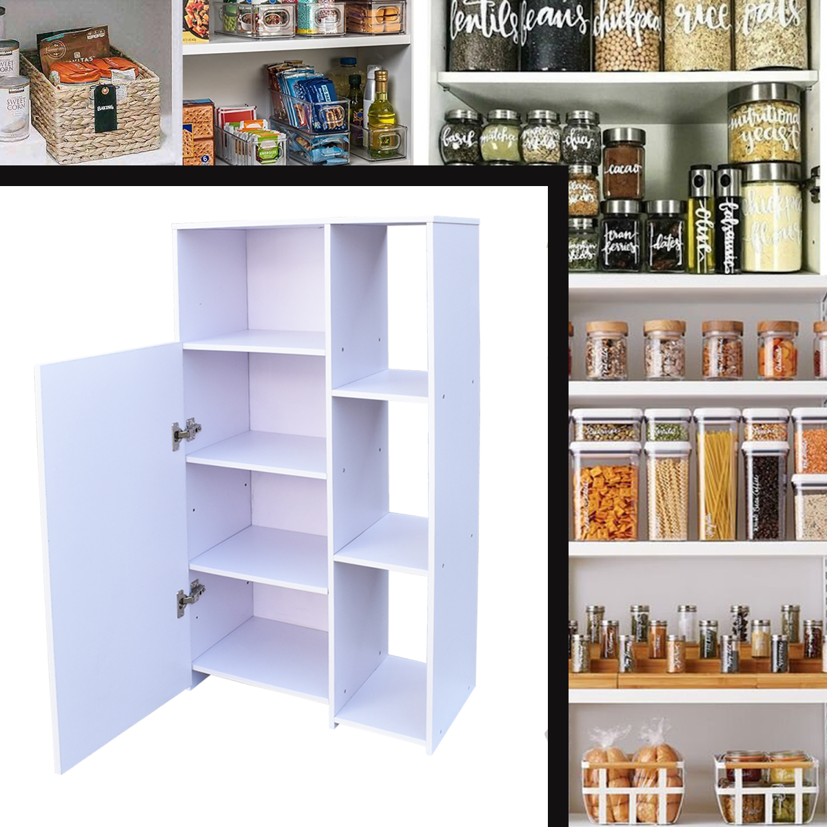 Hogare Mueble Alacena Despensero Organizador Practico Multiusos de melamina de alta resistencia, con puerta y estantes Color Blanco