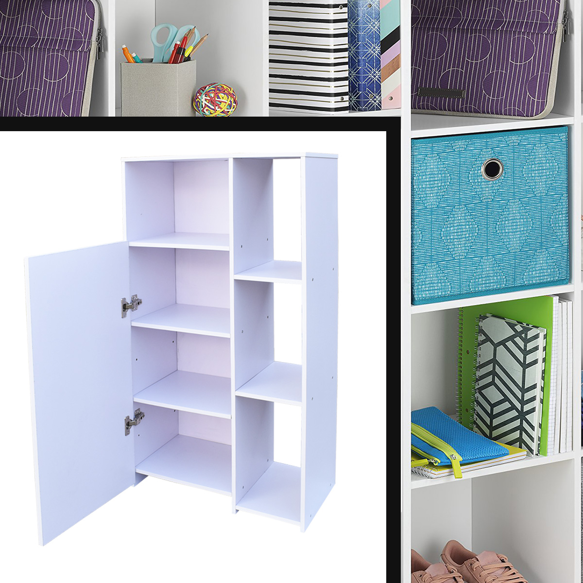 Hogare Mueble Alacena Despensero Organizador Practico Multiusos de melamina de alta resistencia, con puerta y estantes Color Blanco