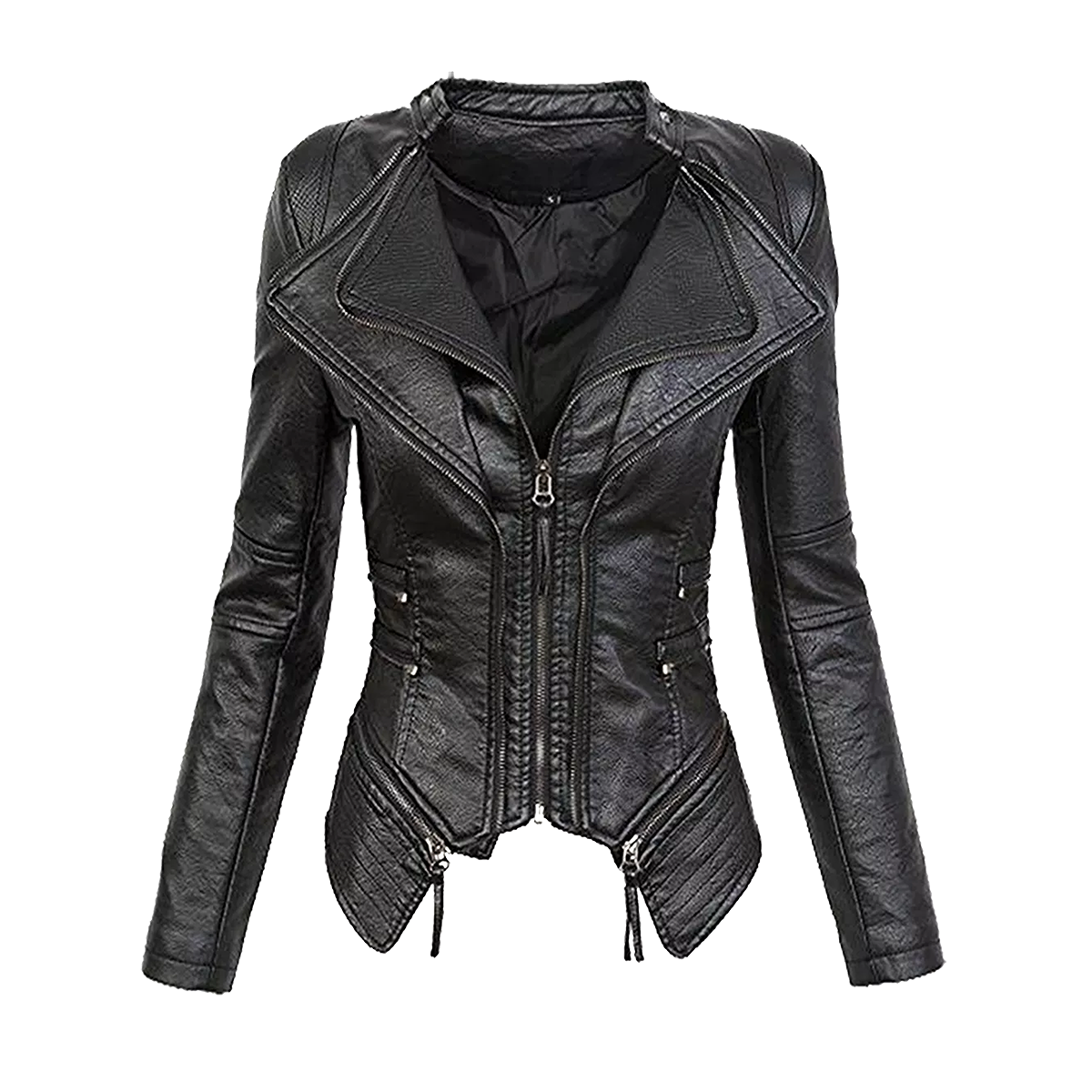 Chamarra Mujer Piel Pu Fashion Gothic Corte Slim