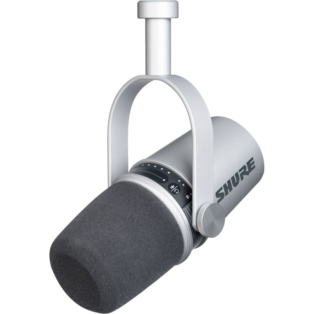 MICROFONO DINAMICO USB Y XLR MV7-S PLATA